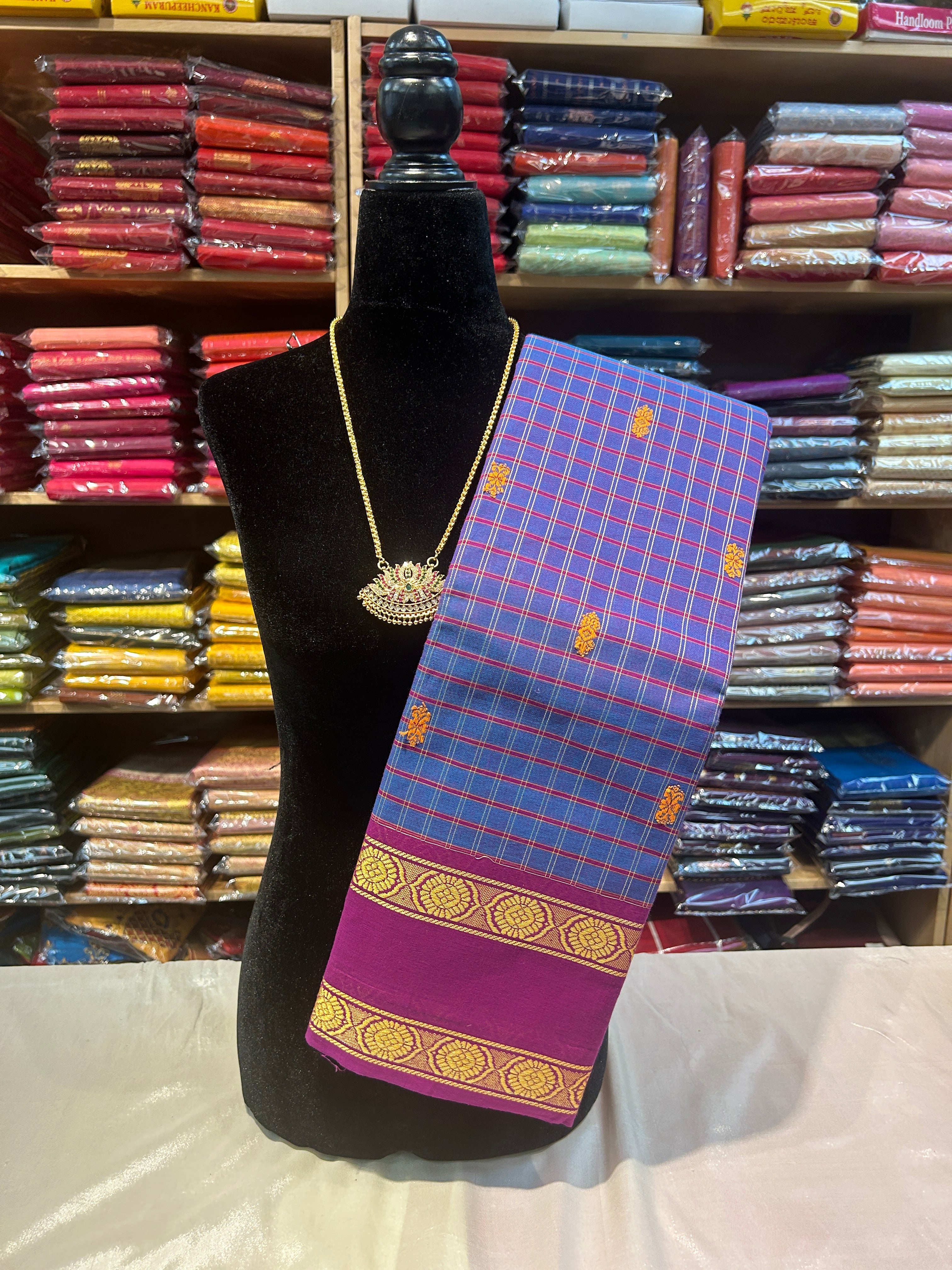 Kanchipuram Cotton Saree Without Blouse