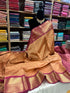 Kanchipuram soft Semi silk saree  with contrast blouse and rich jari pallu