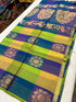 Multi color big check cotton silk saree with rich pallu & running blouse