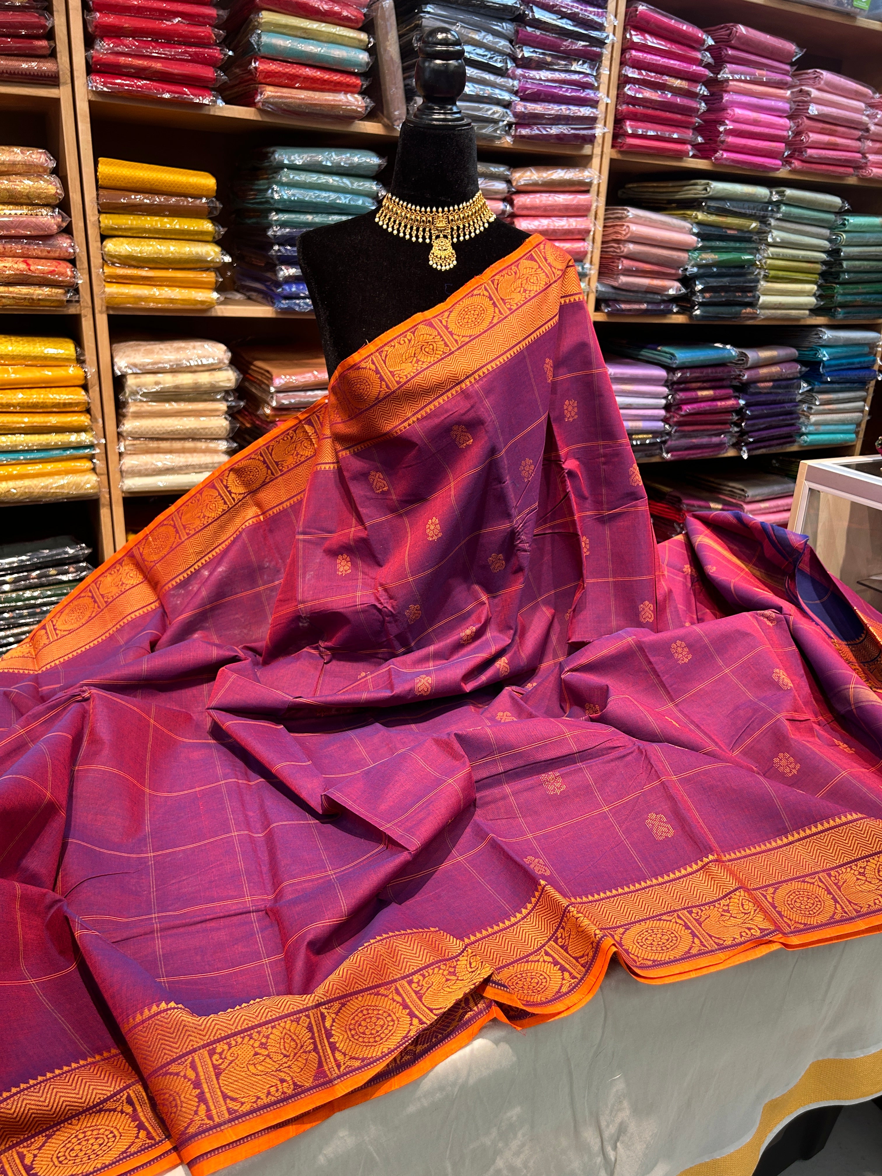 Kanchipuram Cotton Saree Without Blouse