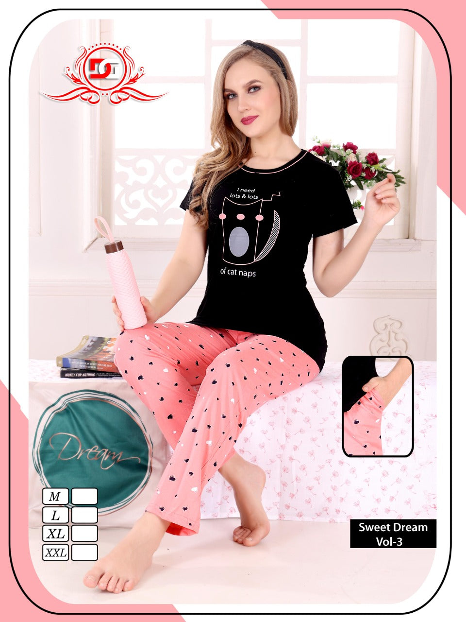 DG Night Set Sweet Dreams VOL-3 With Top and Pant Collection