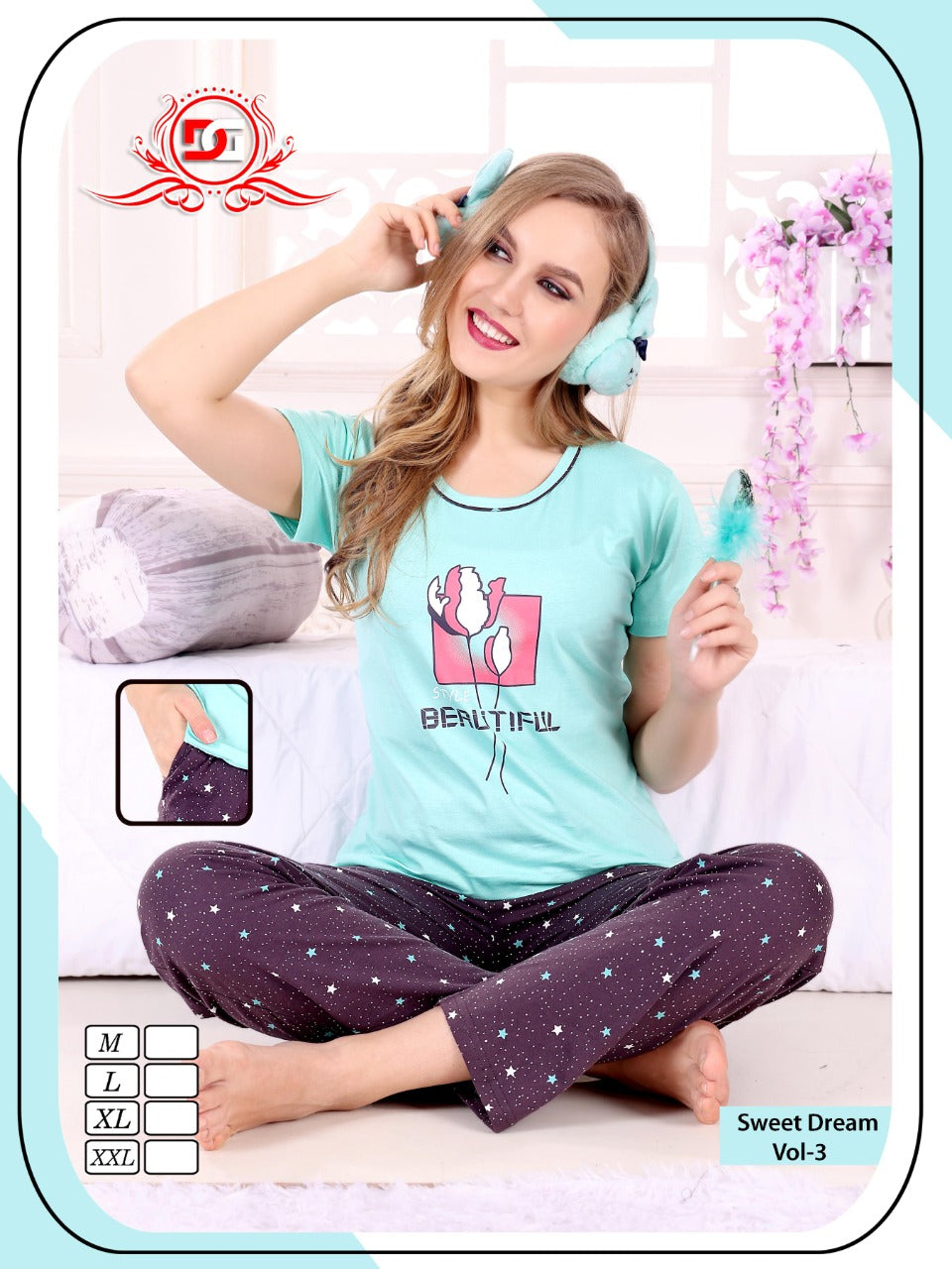 DG Night Set Sweet Dreams VOL-3 With Top and Pant Collection