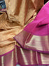 Kanchipuram soft Semi silk saree  with contrast blouse and rich jari pallu