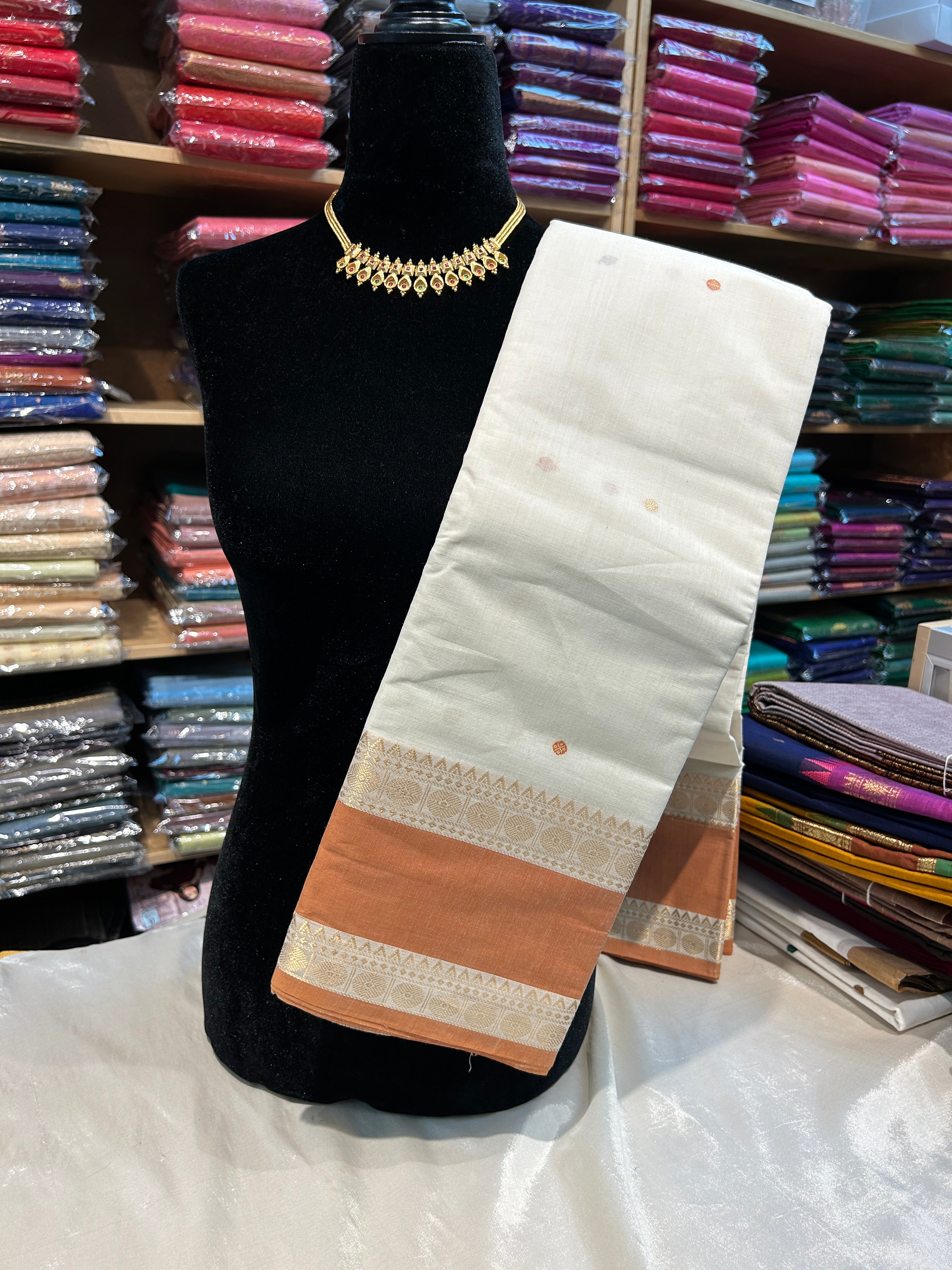 Rich pallu Kanchipuram Cotton Saree With Blouse