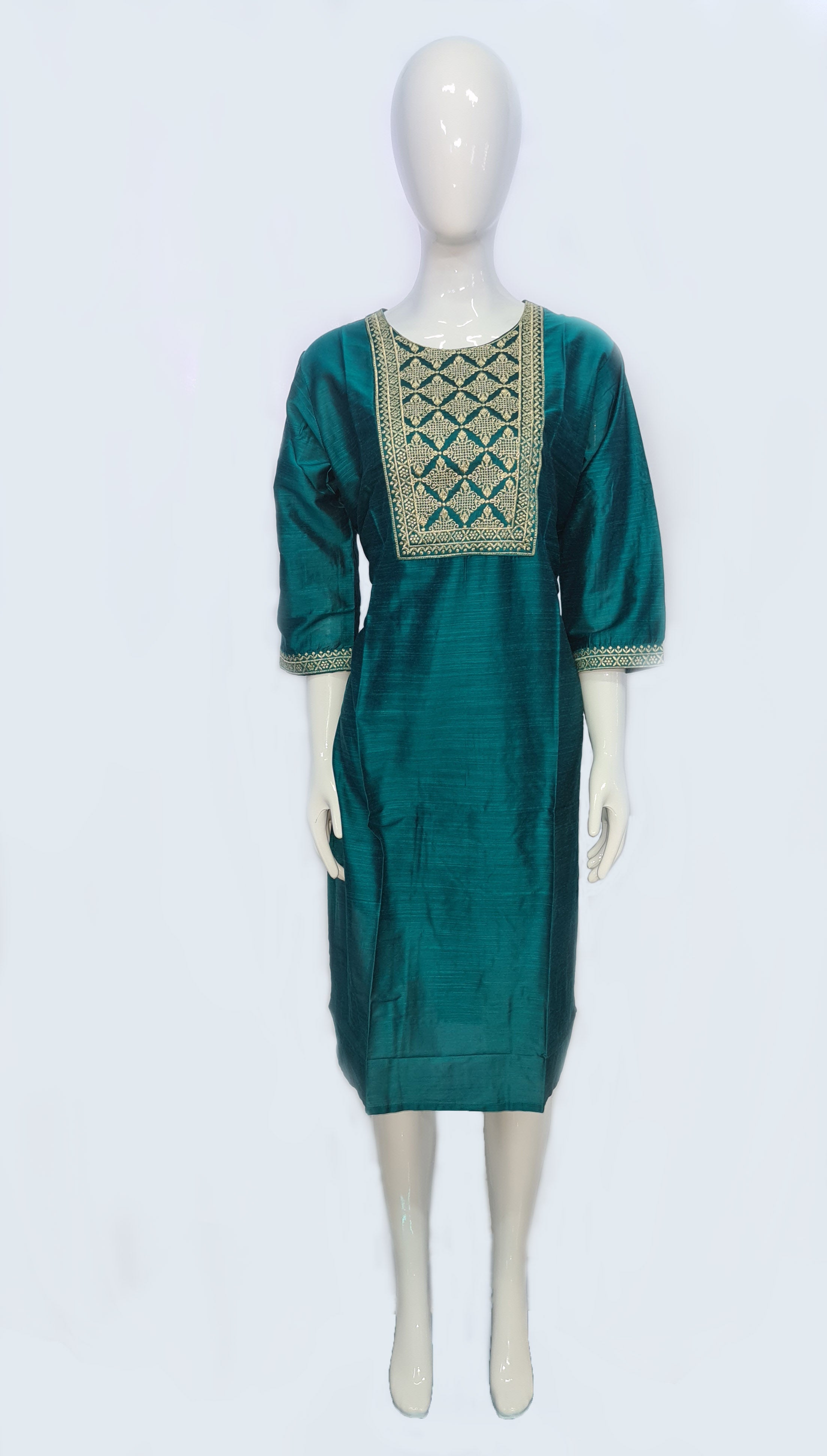 Bangalore Silk Kurtis With Neck Work