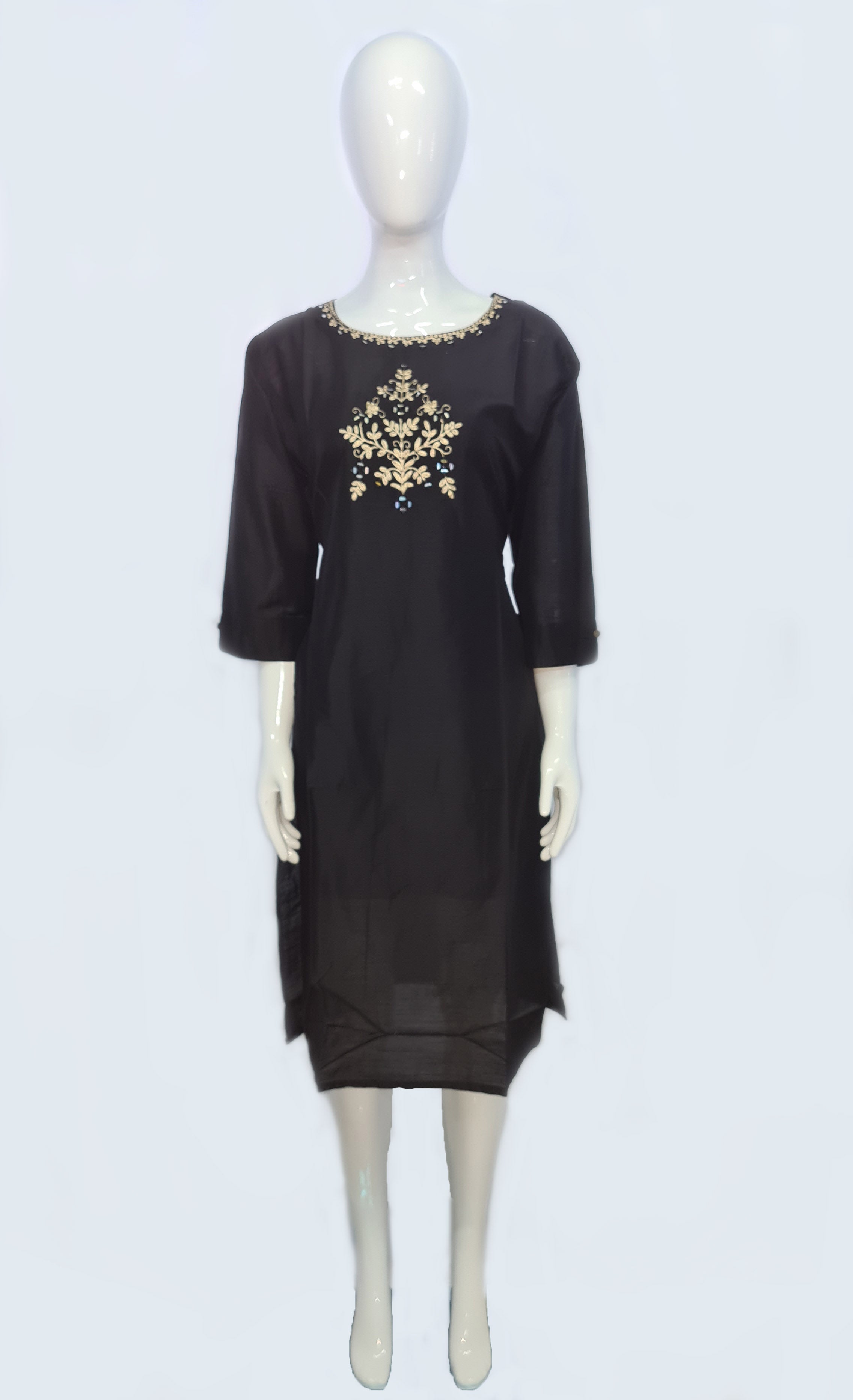 Bangalore Silk Kurtis With Neck Work