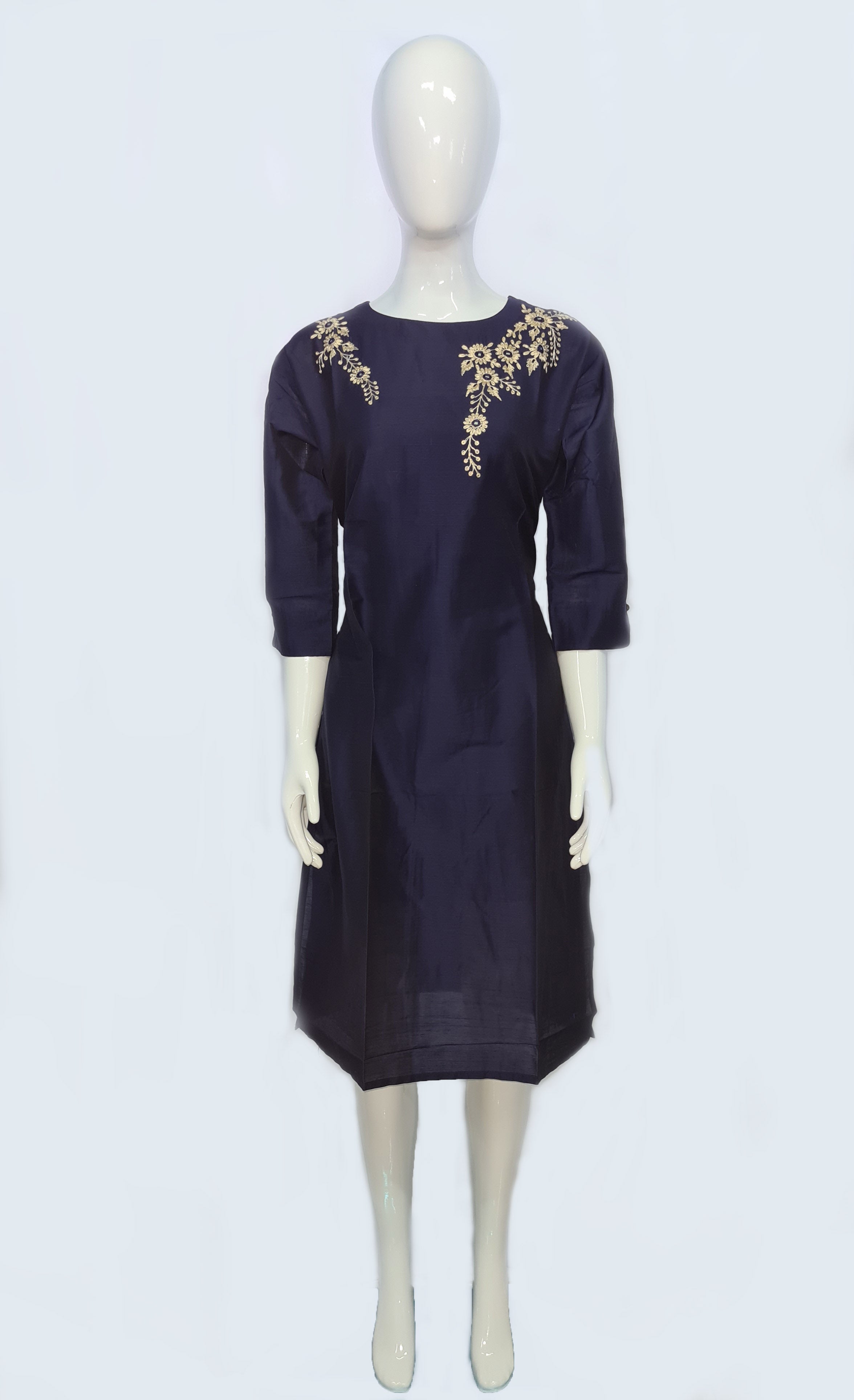 Bangalore Silk Kurtis With Neck Work