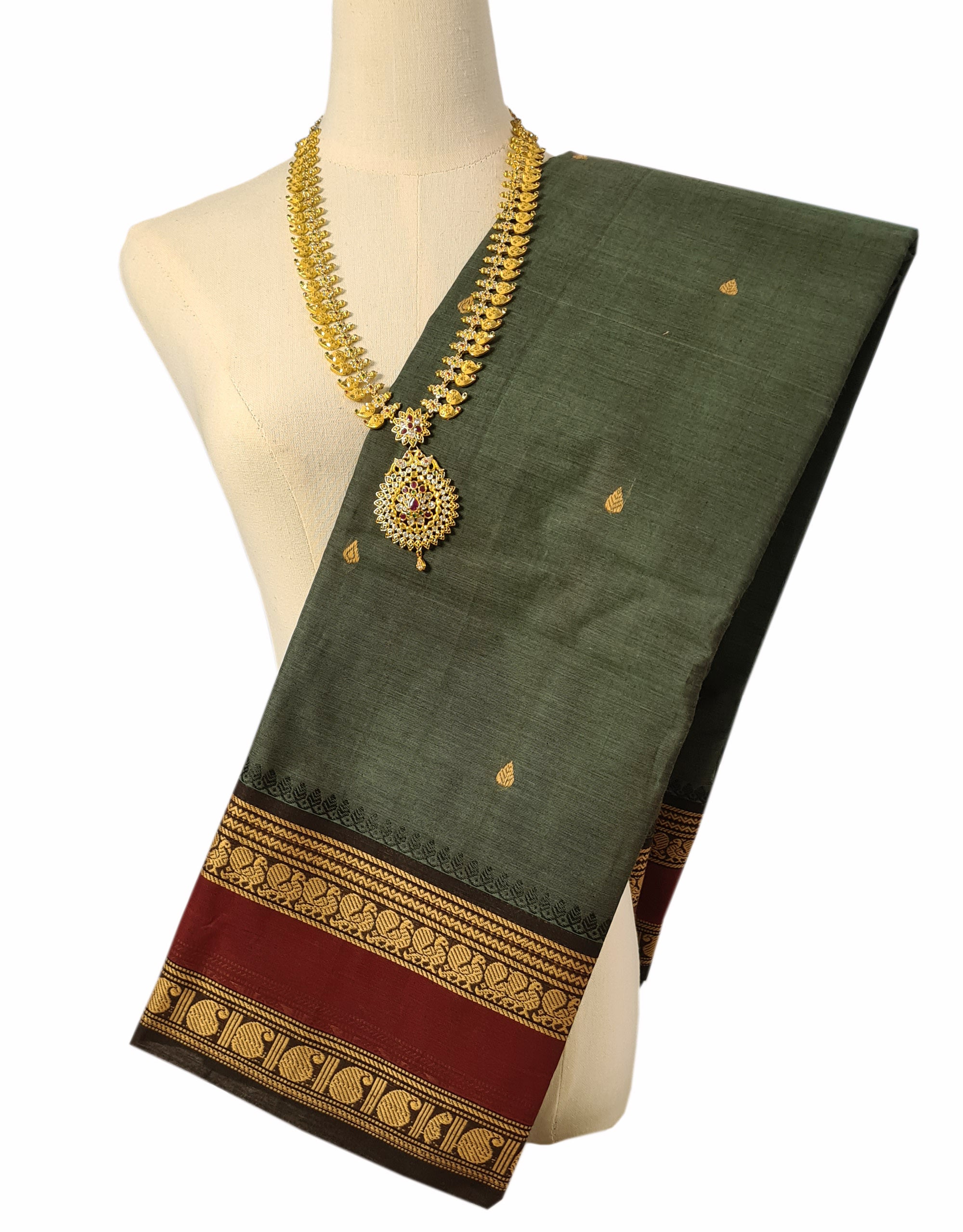 Kanchipuram Pure Cotton Butta Saree with running blouse