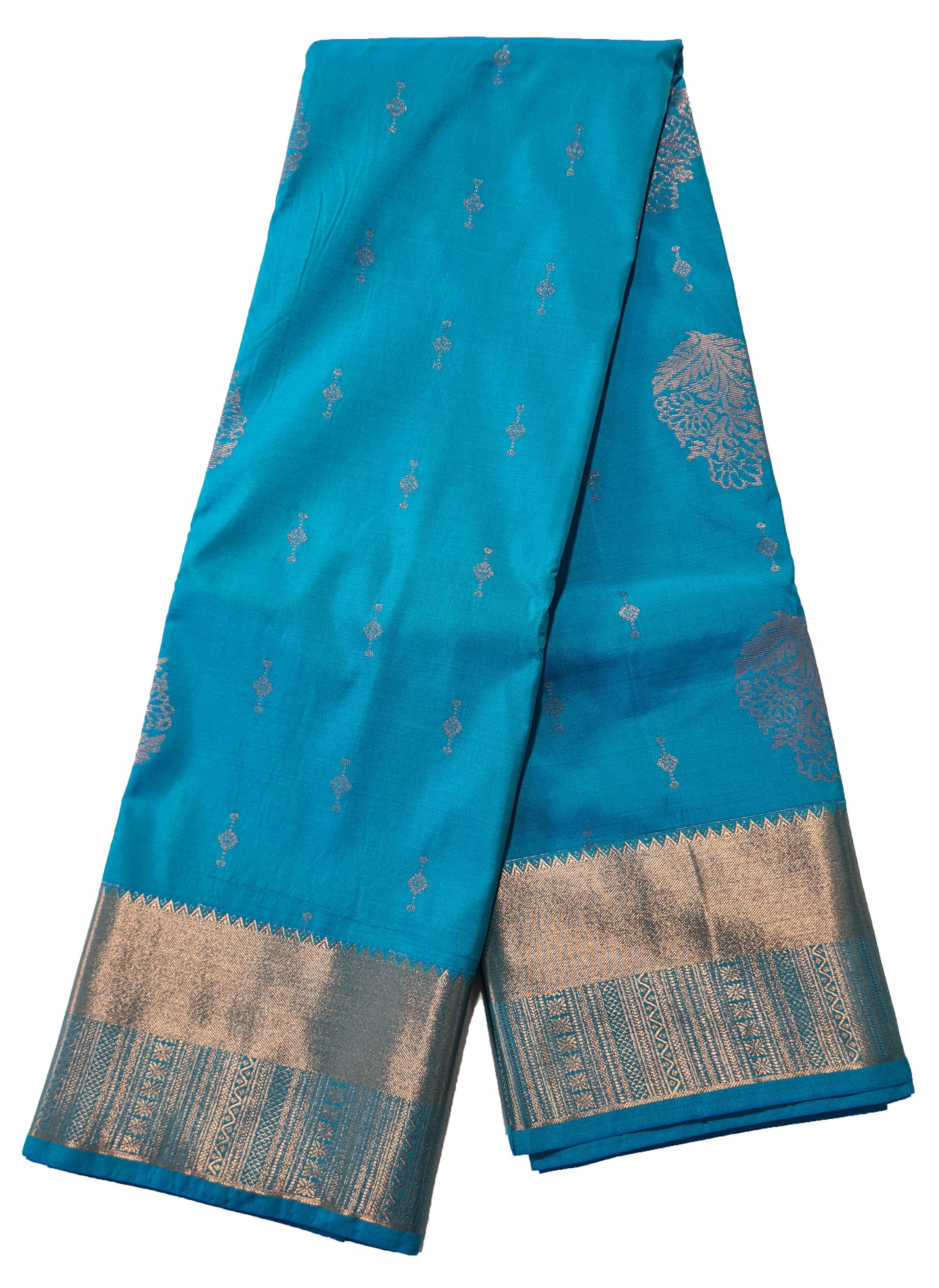 Kanchi Vegan Silk Saree With Contrast Blouse and Rich Jari Pallu