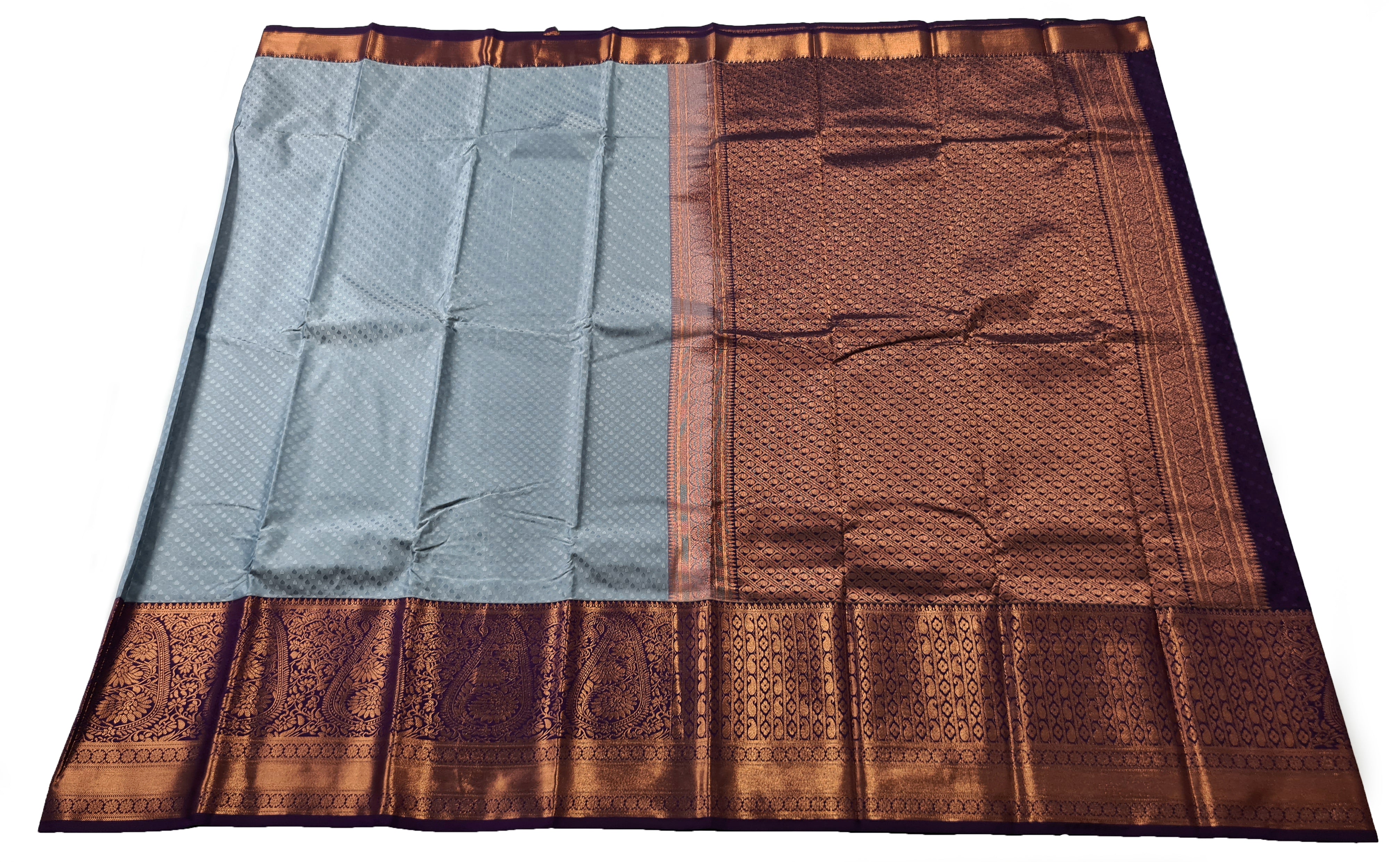 Kanchi Vegan Silk Saree With Contrast Blouse and Rich Jari Pallu