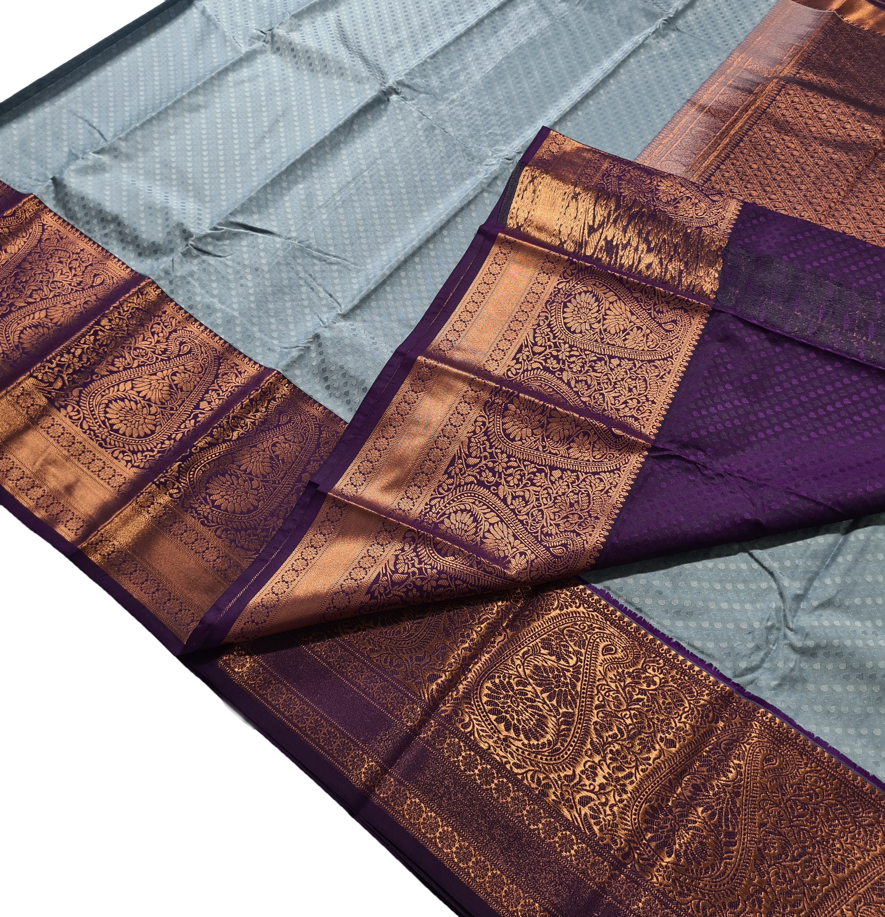 Kanchi Vegan Silk Saree With Contrast Blouse and Rich Jari Pallu