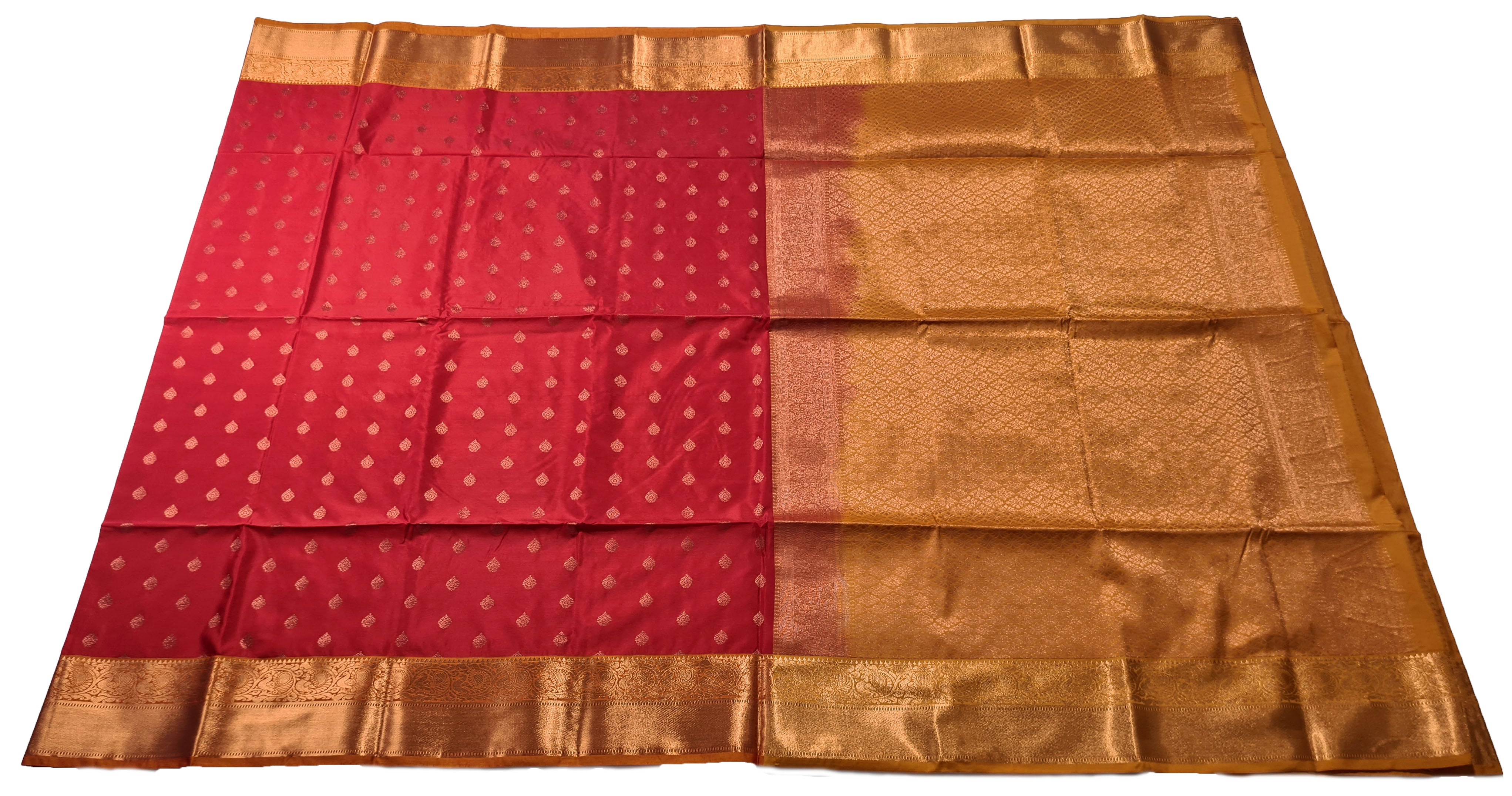 Kanchi Vegan Silk Saree With Contrast Blouse and Rich Jari Pallu