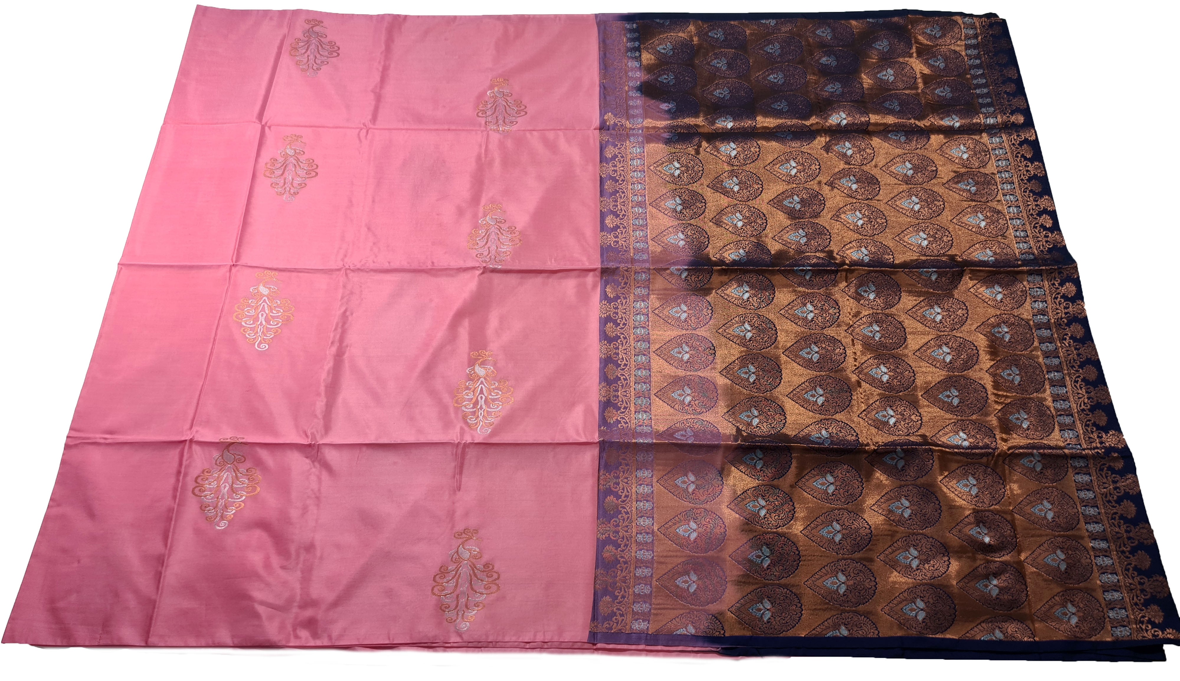 Kanchi Vegan Silk Saree With Contrast Blouse and Rich Jari Pallu