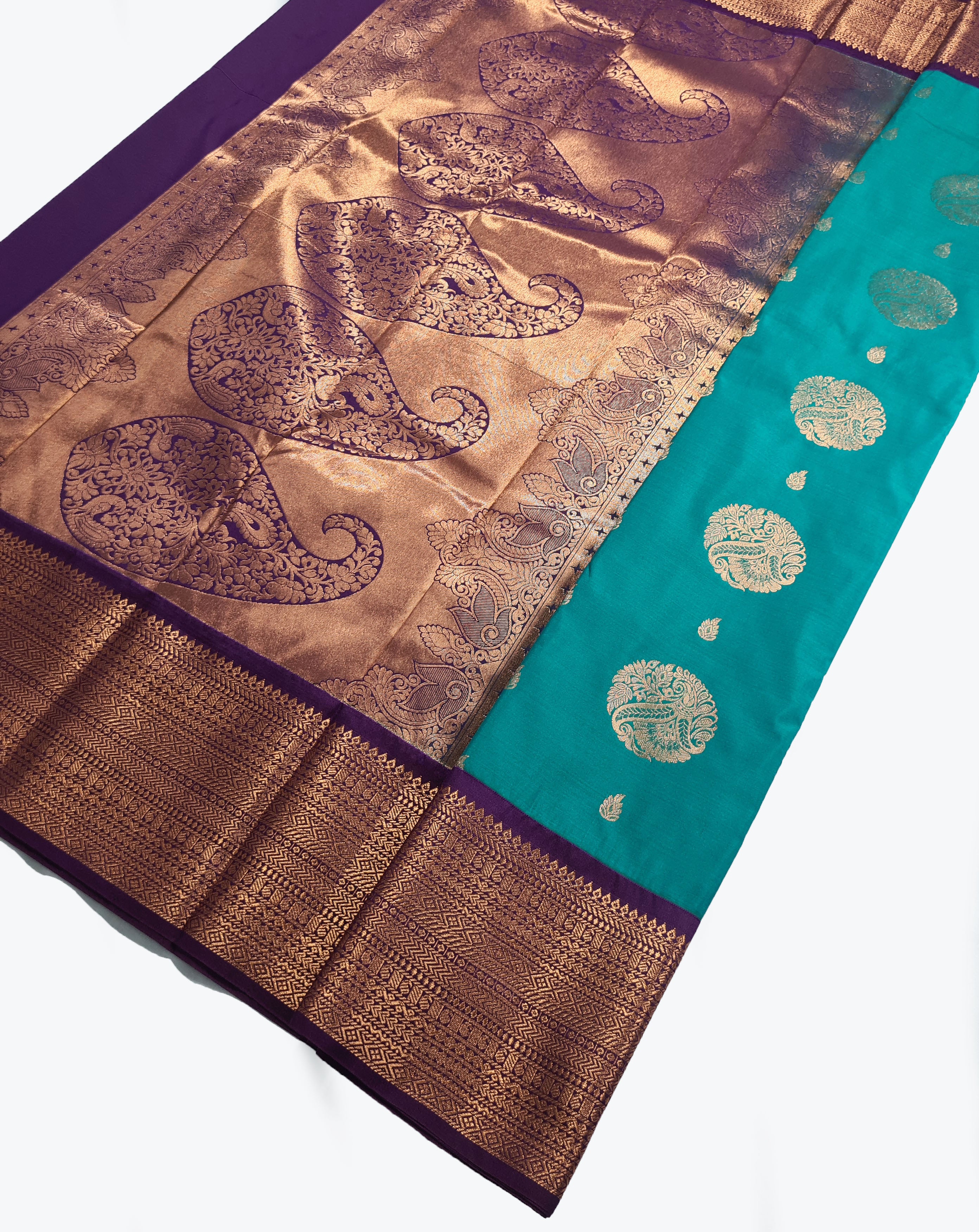 Kanchi Vegan Silk Saree With Contrast Blouse and Rich Jari Pallu