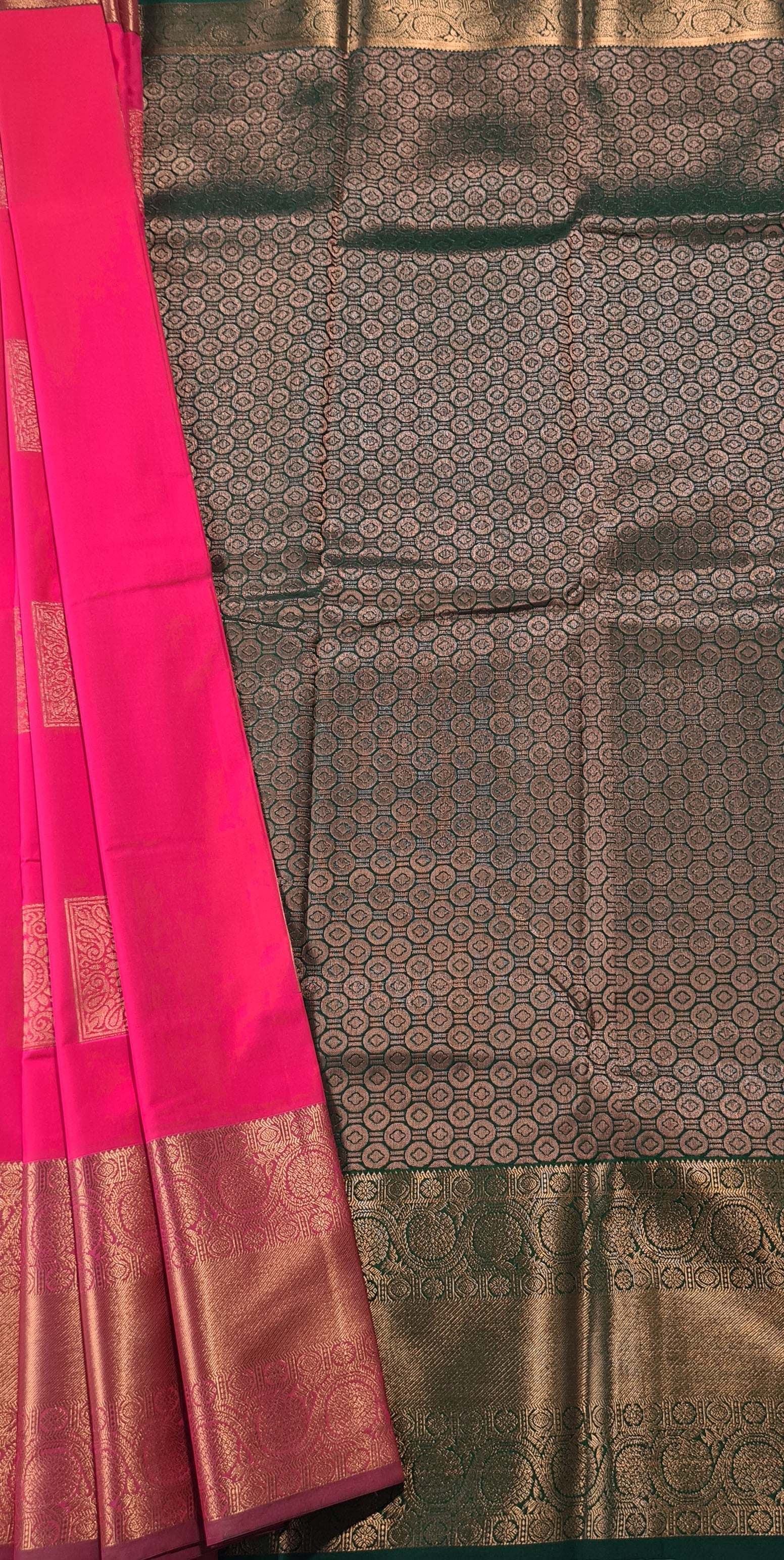 Kanchi Vegan Silk Saree With Contrast Blouse and Rich Jari Pallu