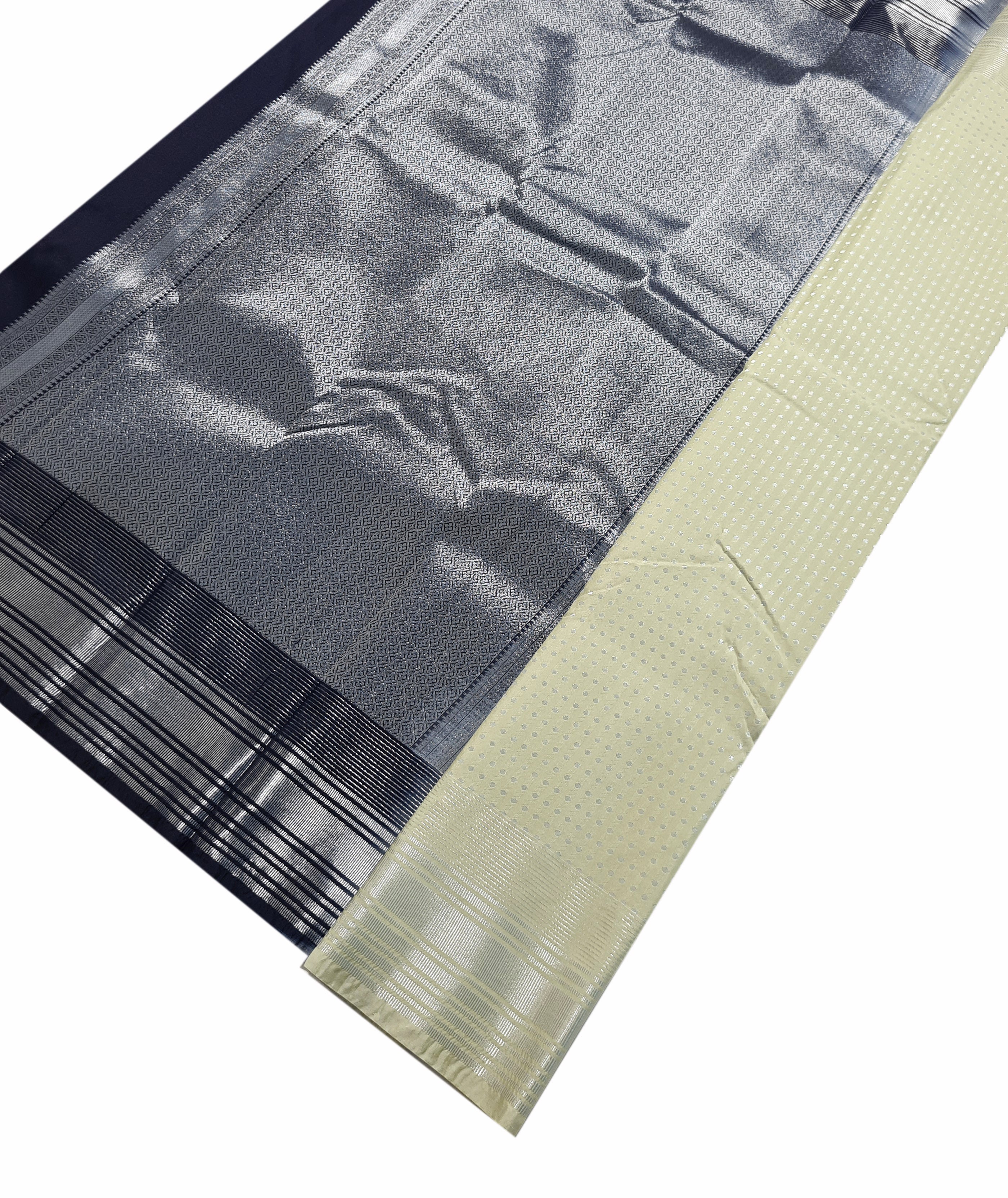 Vegan Silk Silver Butta Sarees