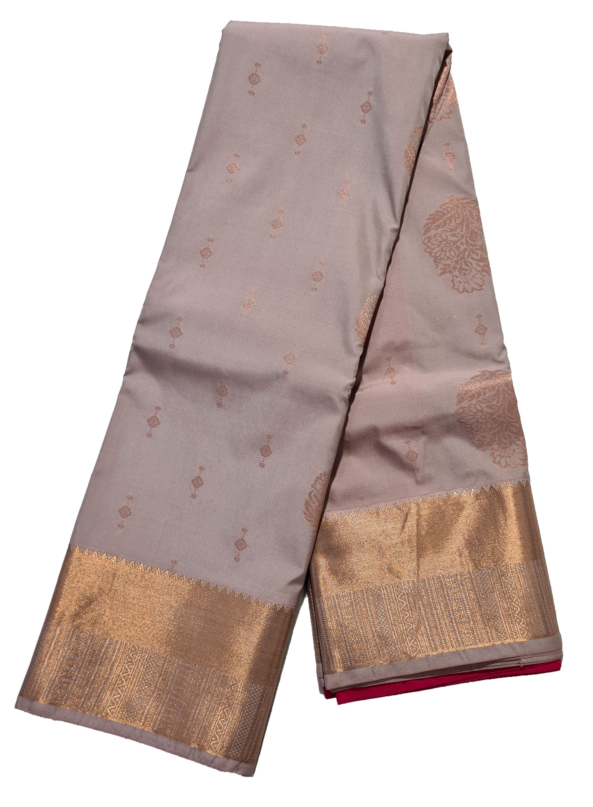 Kanchi Vegan Silk Saree With Contrast Blouse and Rich Jari Pallu