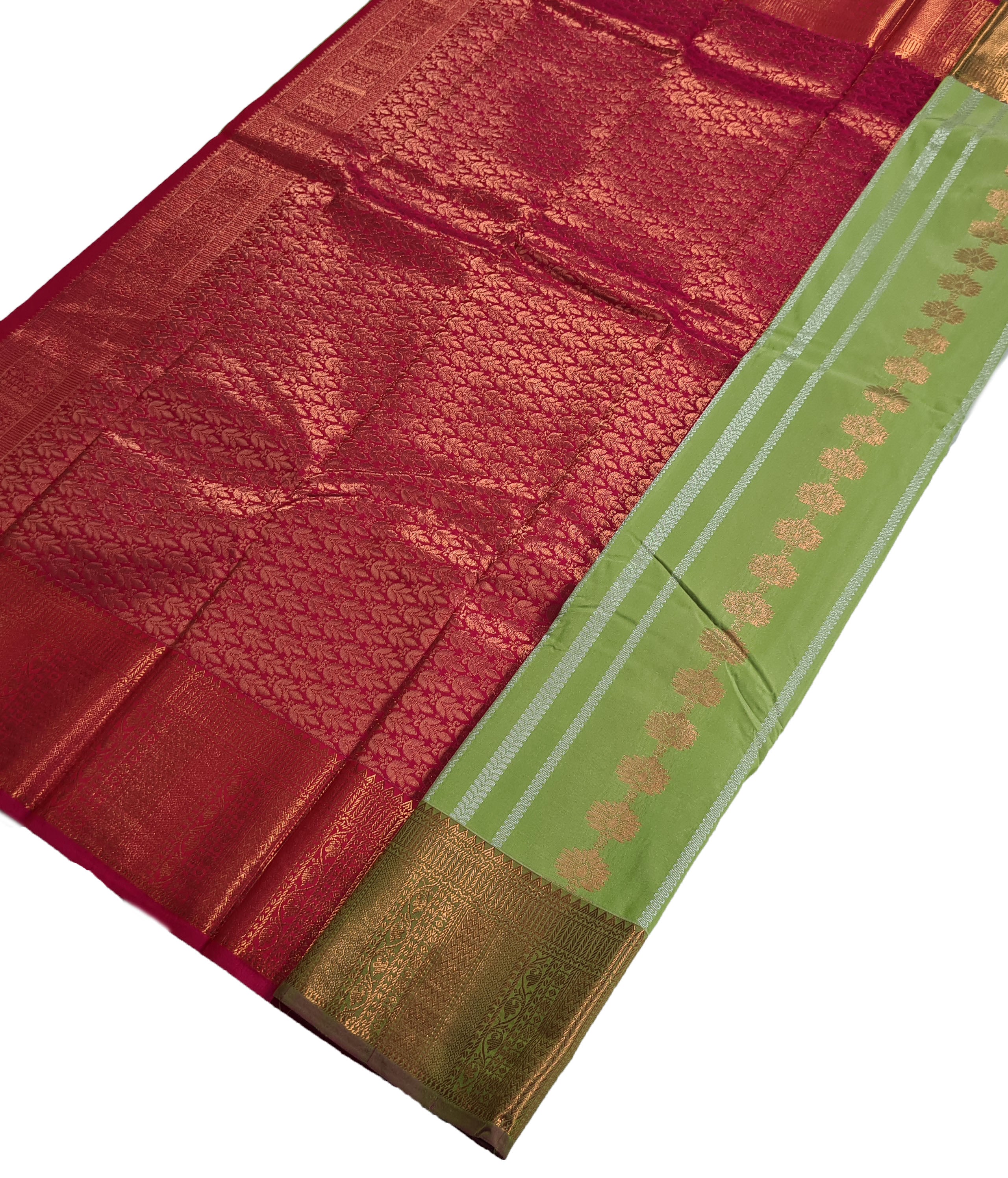 Kanchi Vegan Silk Saree With Contrast Blouse and Rich Jari Pallu