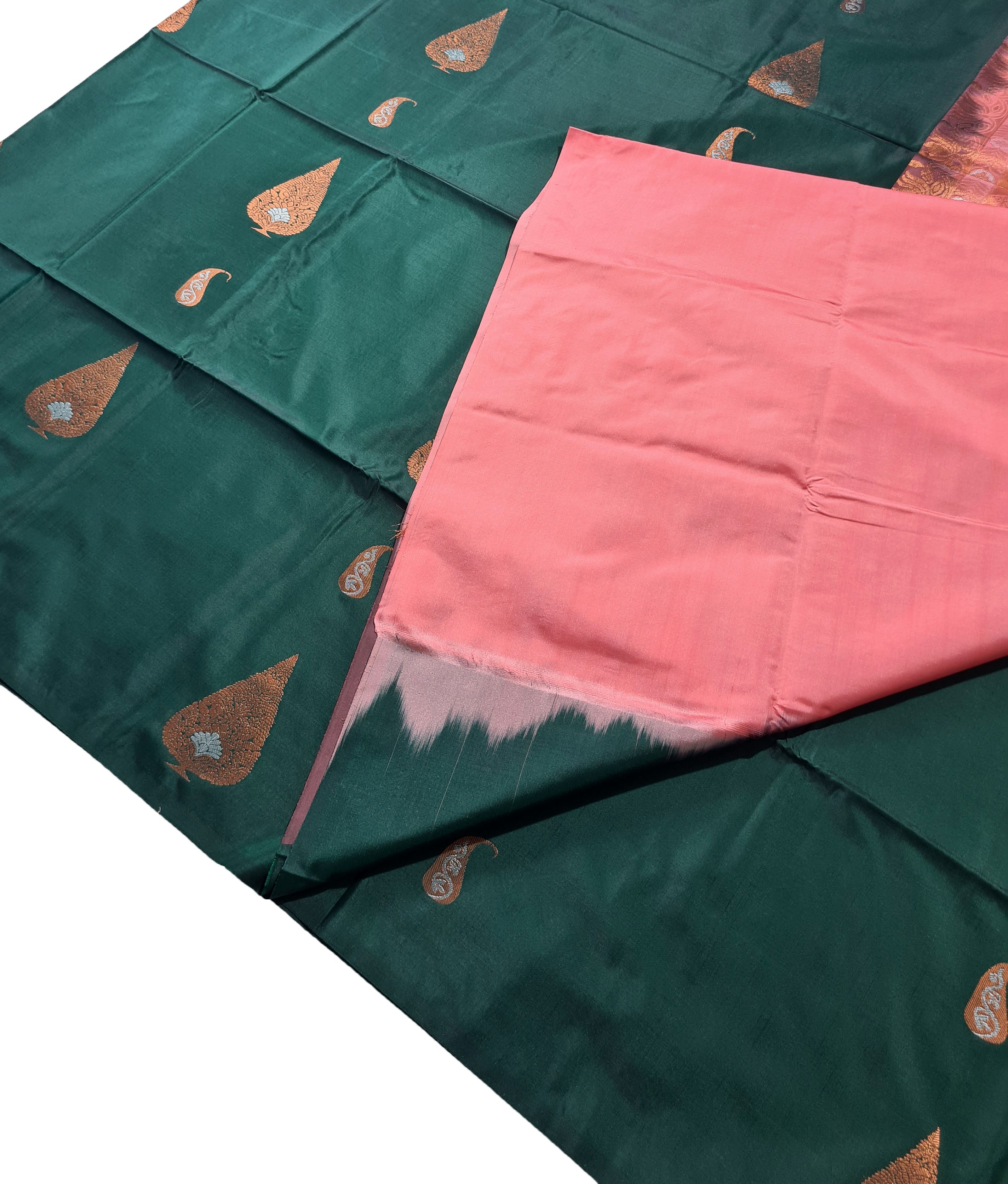 Kanchi Vegan Silk Saree With Contrast Blouse and Rich Jari Pallu