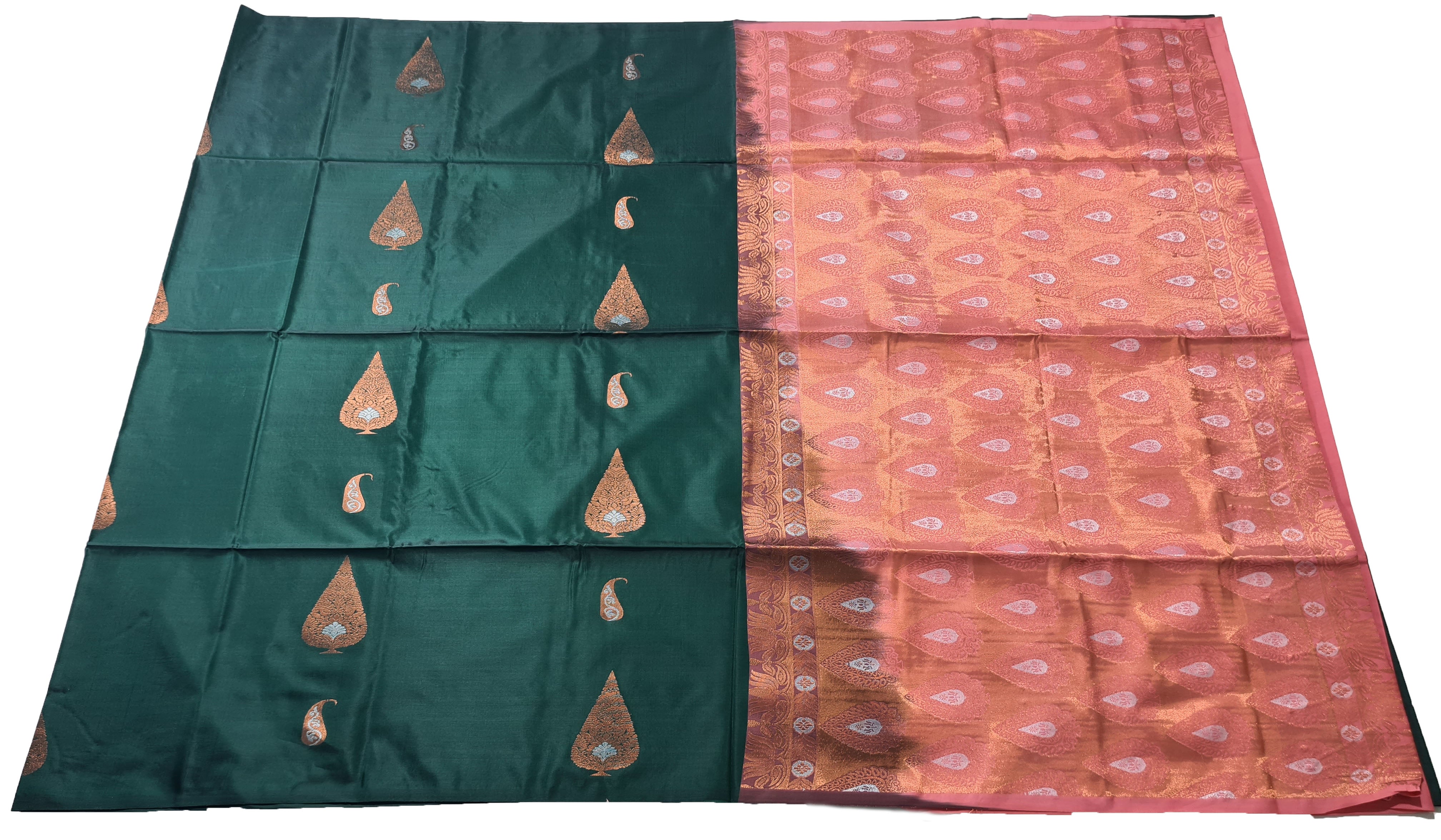 Kanchi Vegan Silk Saree With Contrast Blouse and Rich Jari Pallu