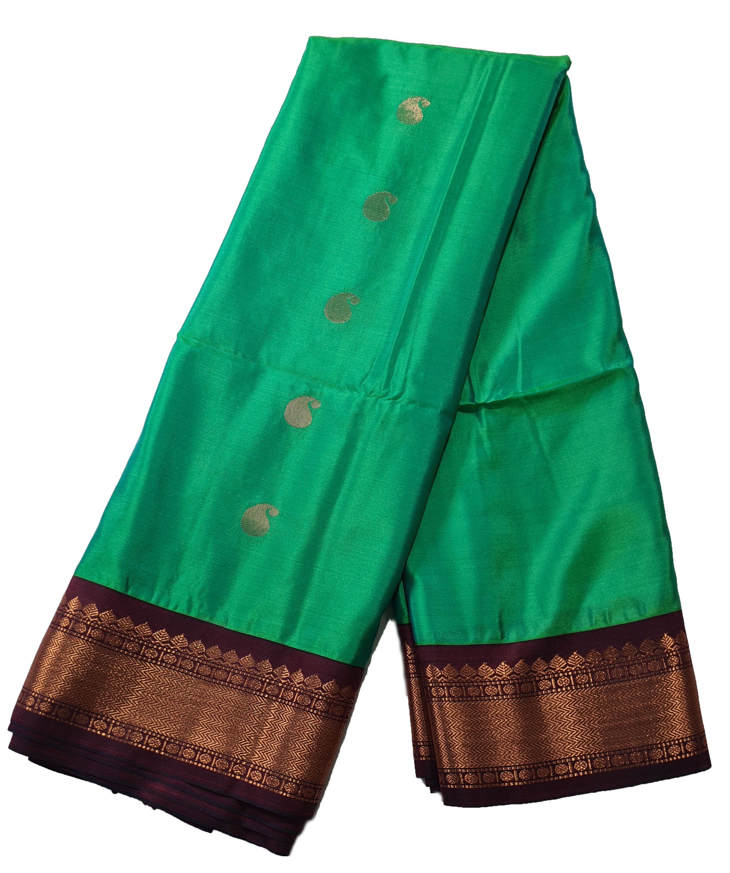 Kanchi Vegan Silk Saree With Contrast Blouse and Rich Jari Pallu