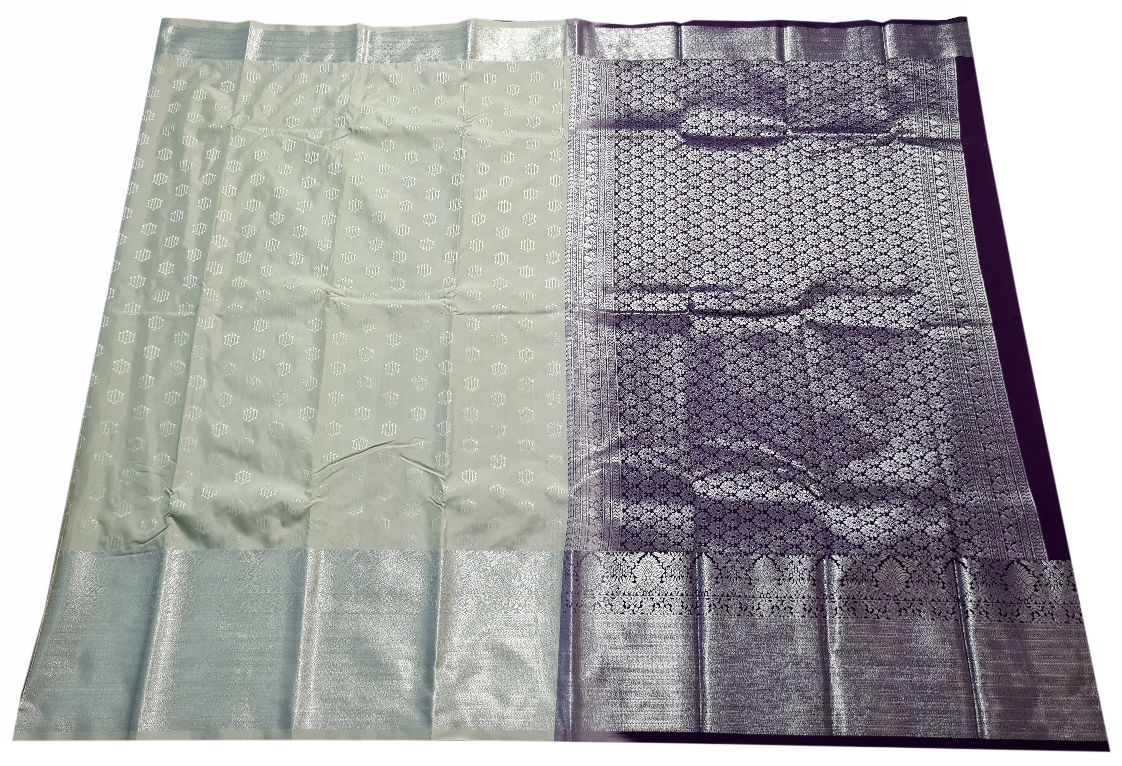 Vegan Silk Special Silver Butta Sarees