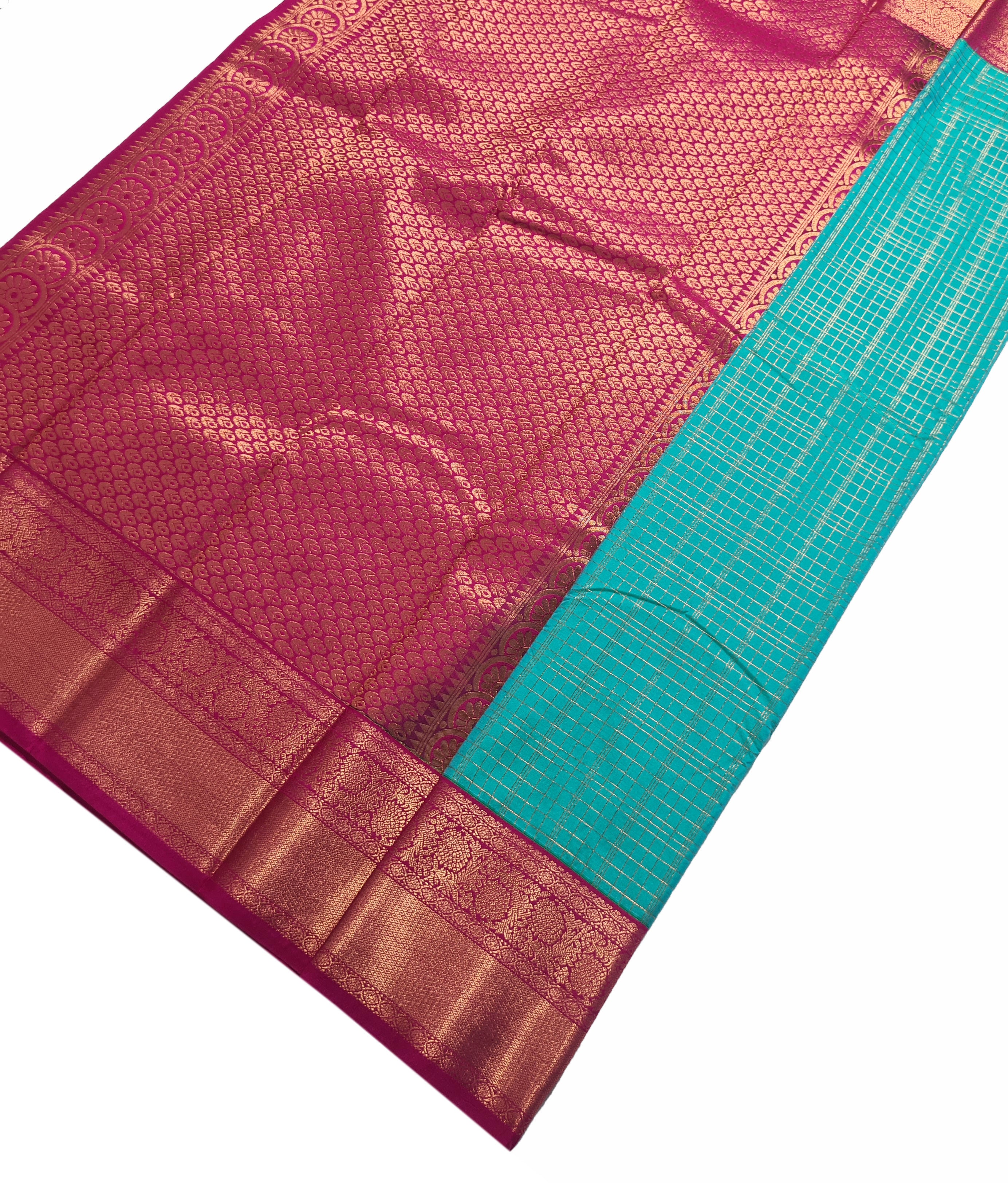 Vegan Silk Korvai Checks Sarees