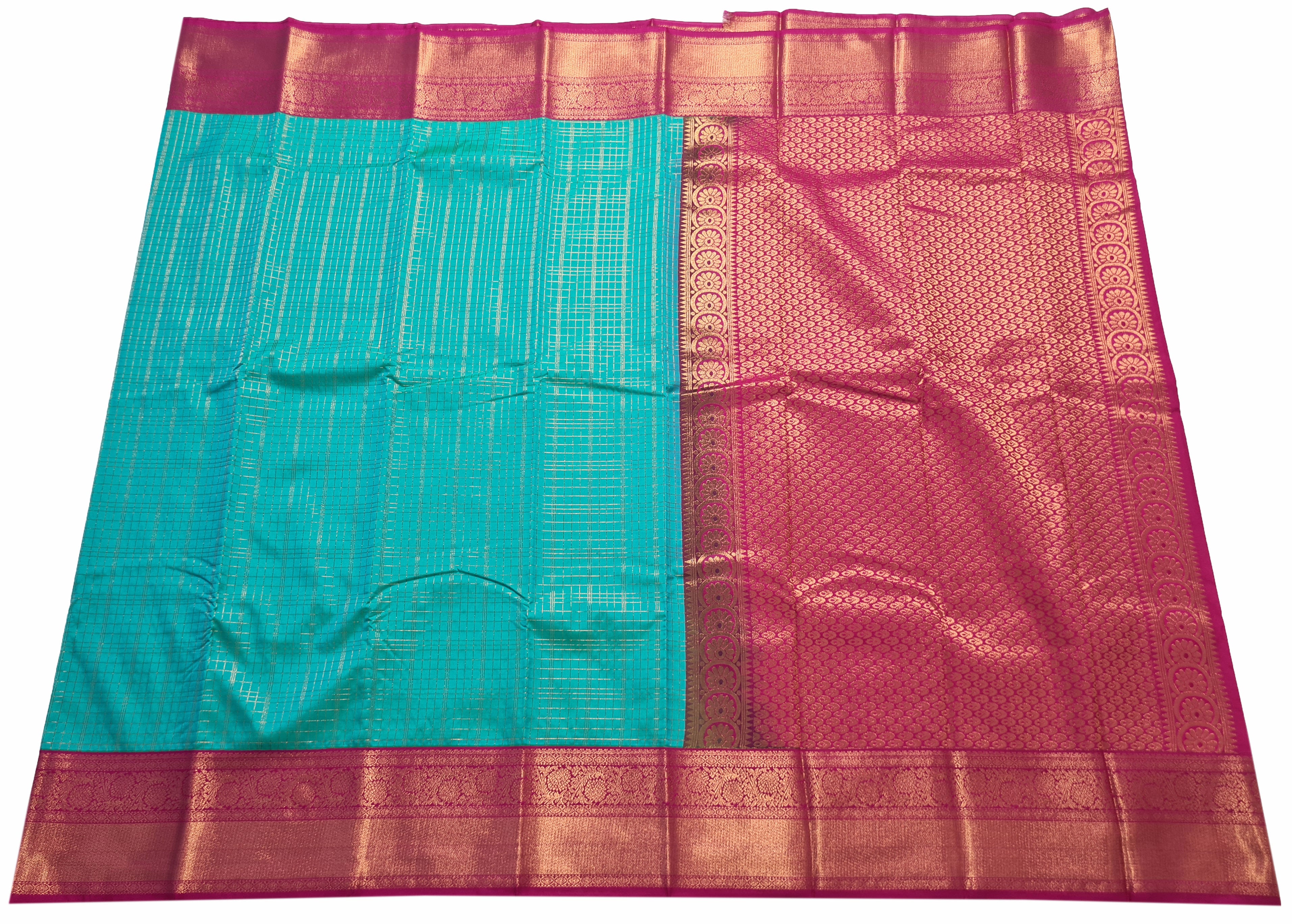 Vegan Silk Korvai Checks Sarees