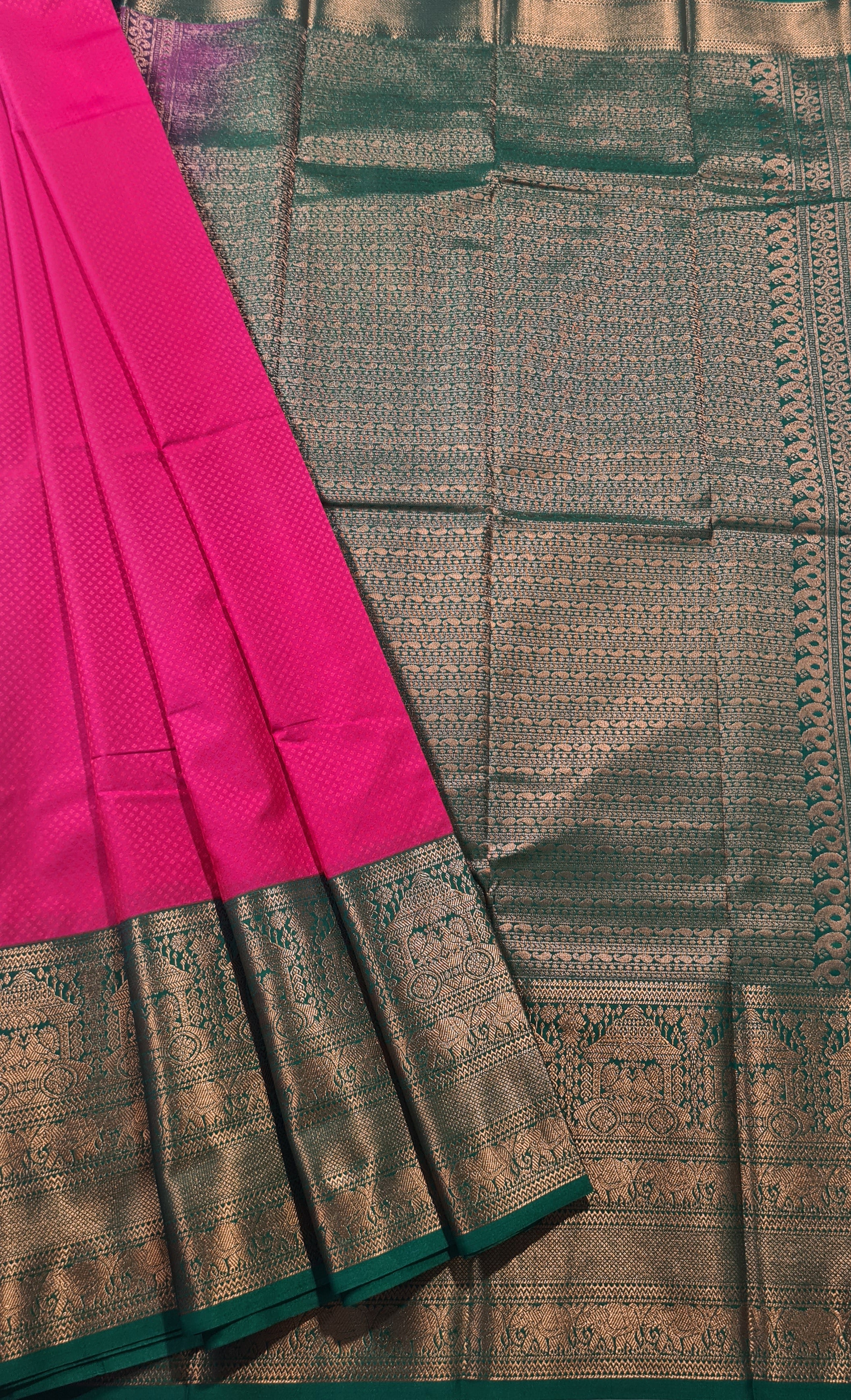 Kanchi Vegan Silk Saree With Contrast Blouse and Rich Jari Pallu