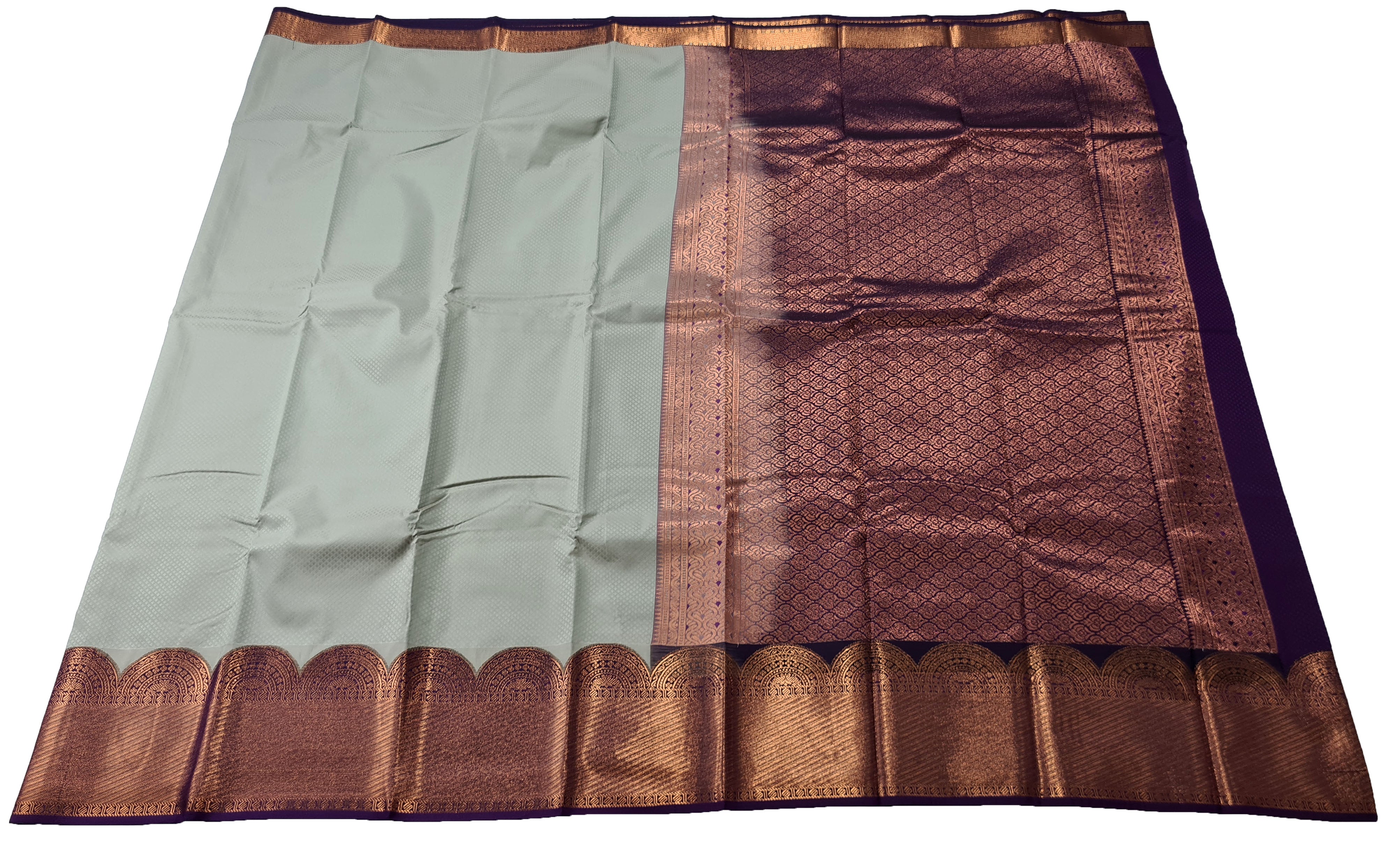 Kanchi Vegan Silk Saree With Contrast Blouse and Rich Jari Pallu