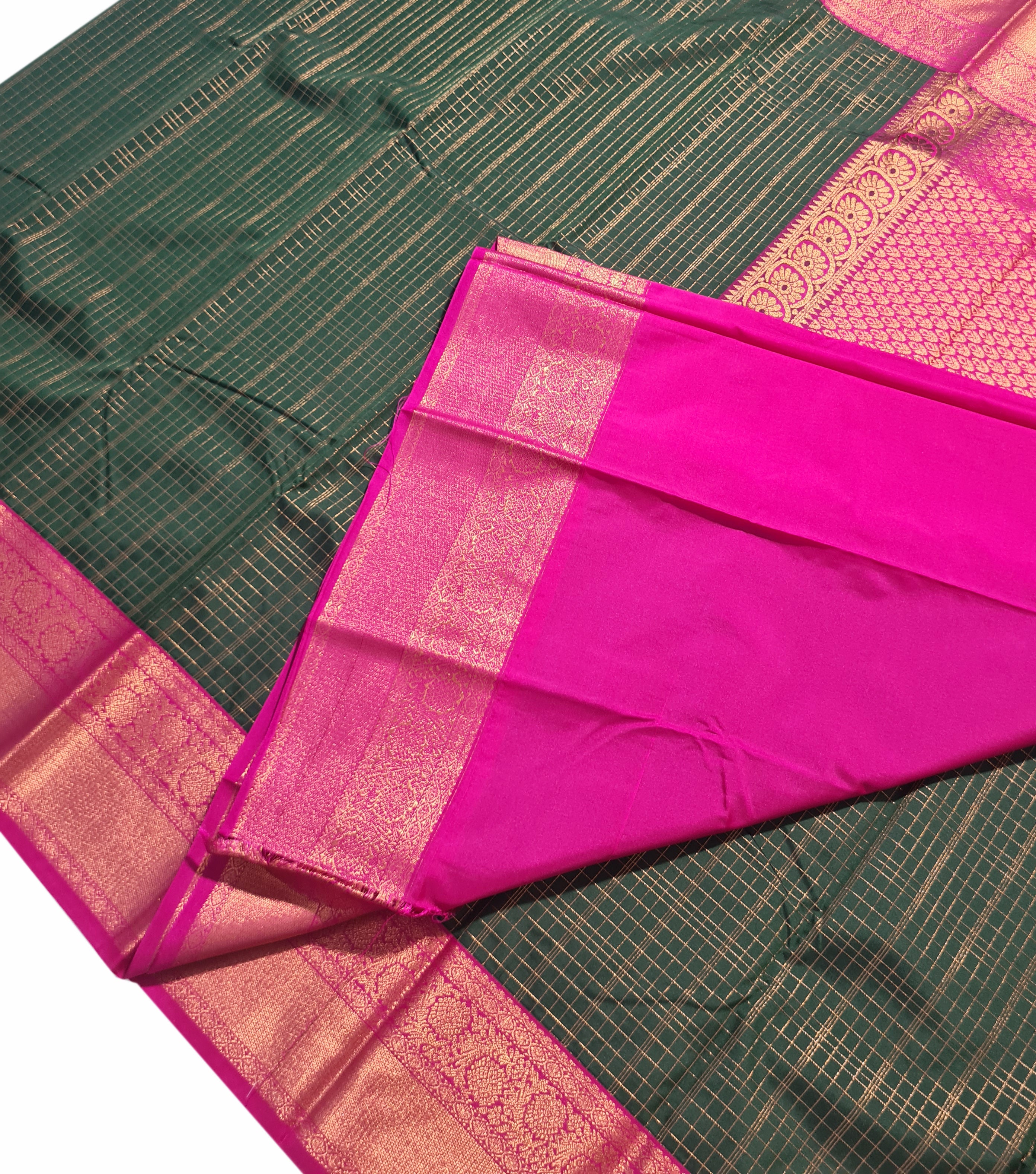 Vegan Silk Korvai Checks Sarees