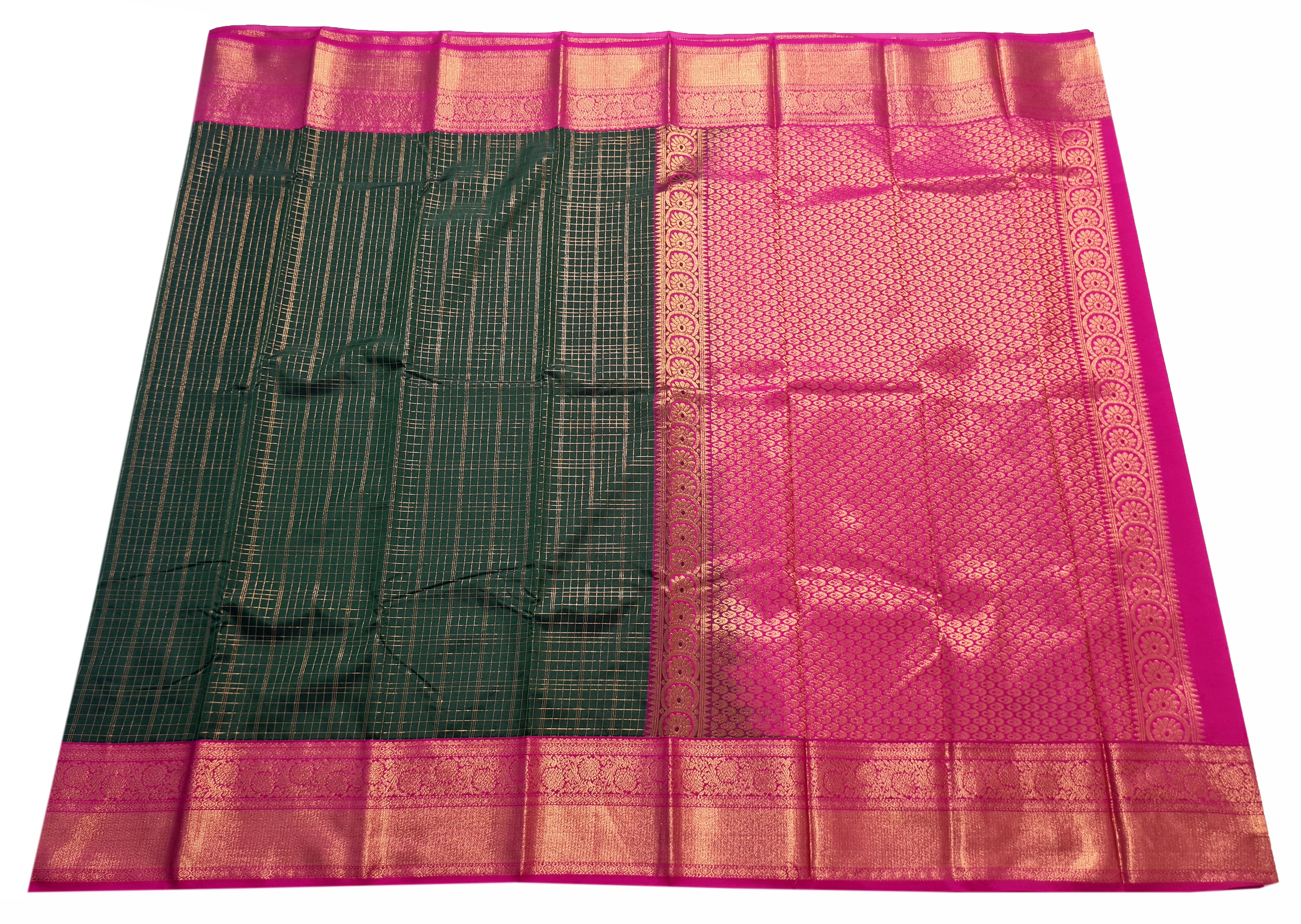 Vegan Silk Korvai Checks Sarees