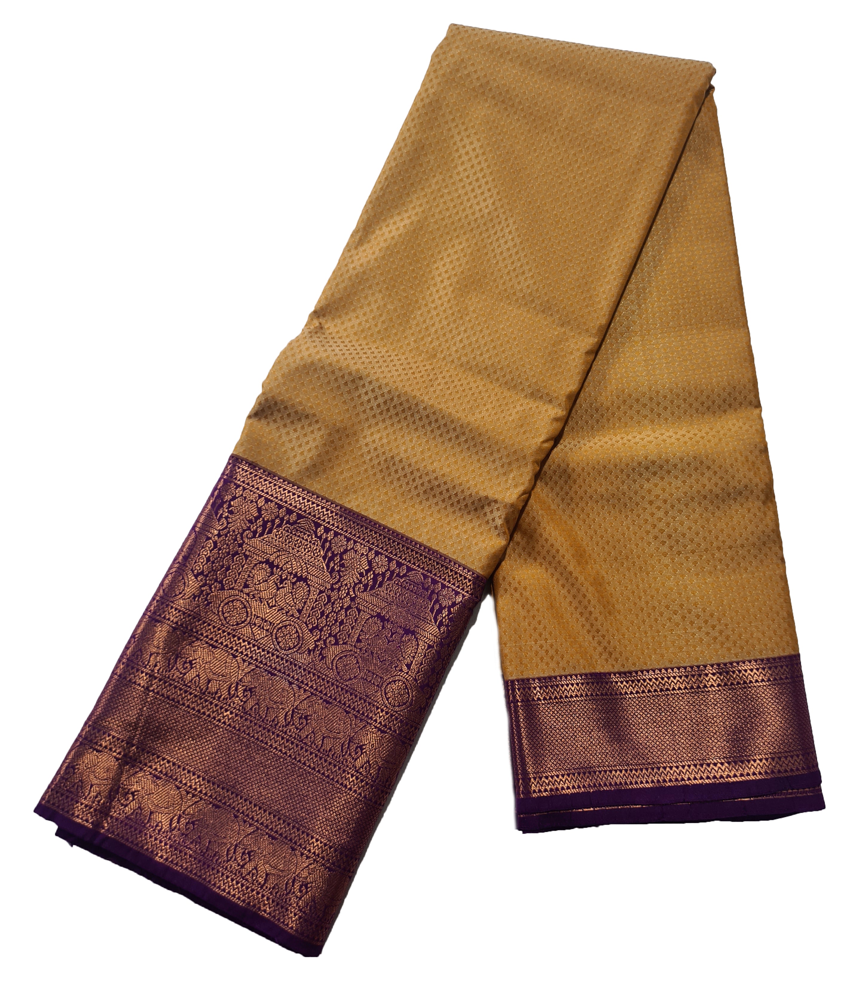 Kanchi Vegan Silk Saree With Contrast Blouse and Rich Jari Pallu