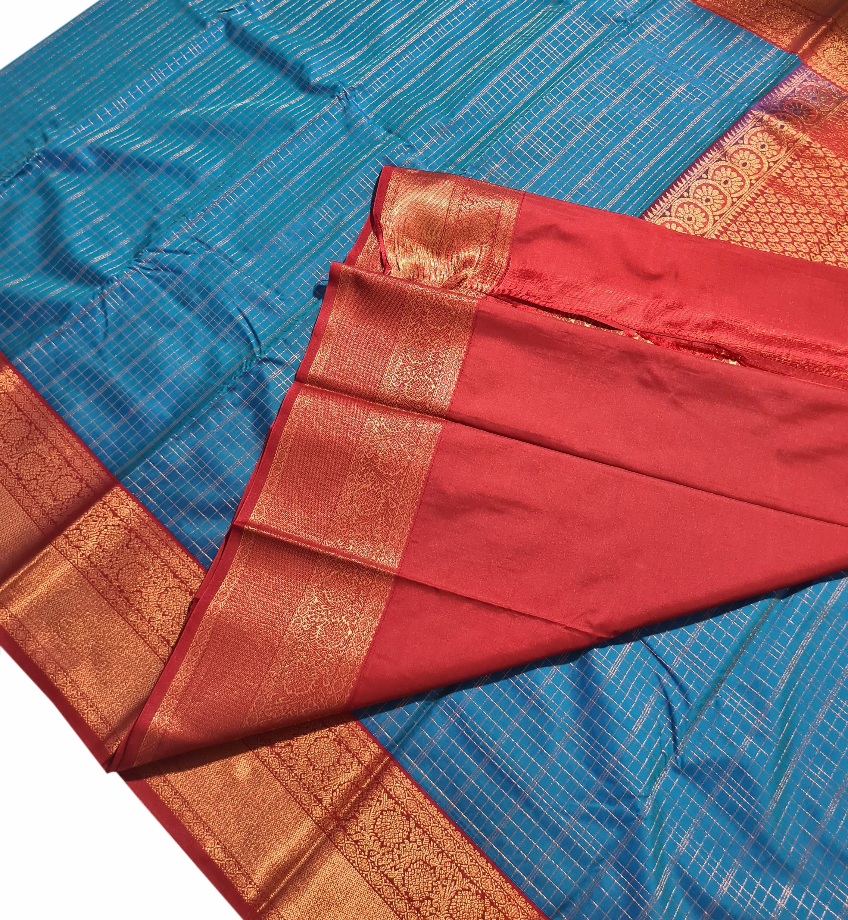 Vegan Silk Korvai Checks Sarees