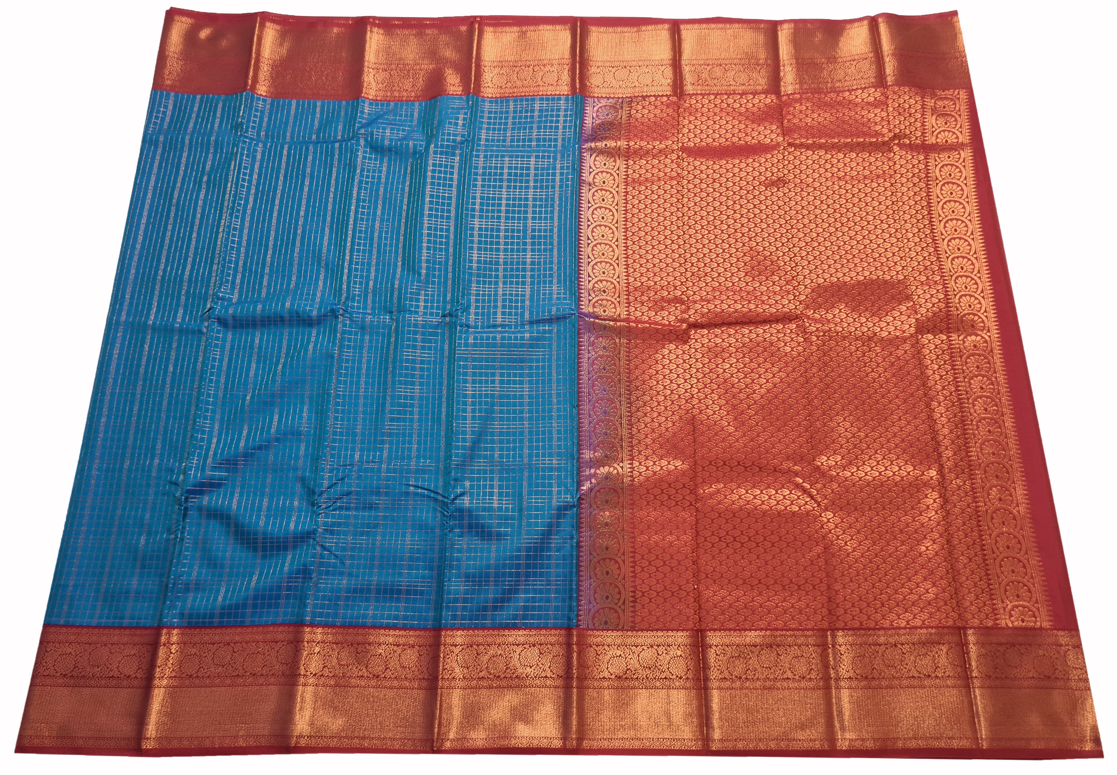 Vegan Silk Korvai Checks Sarees