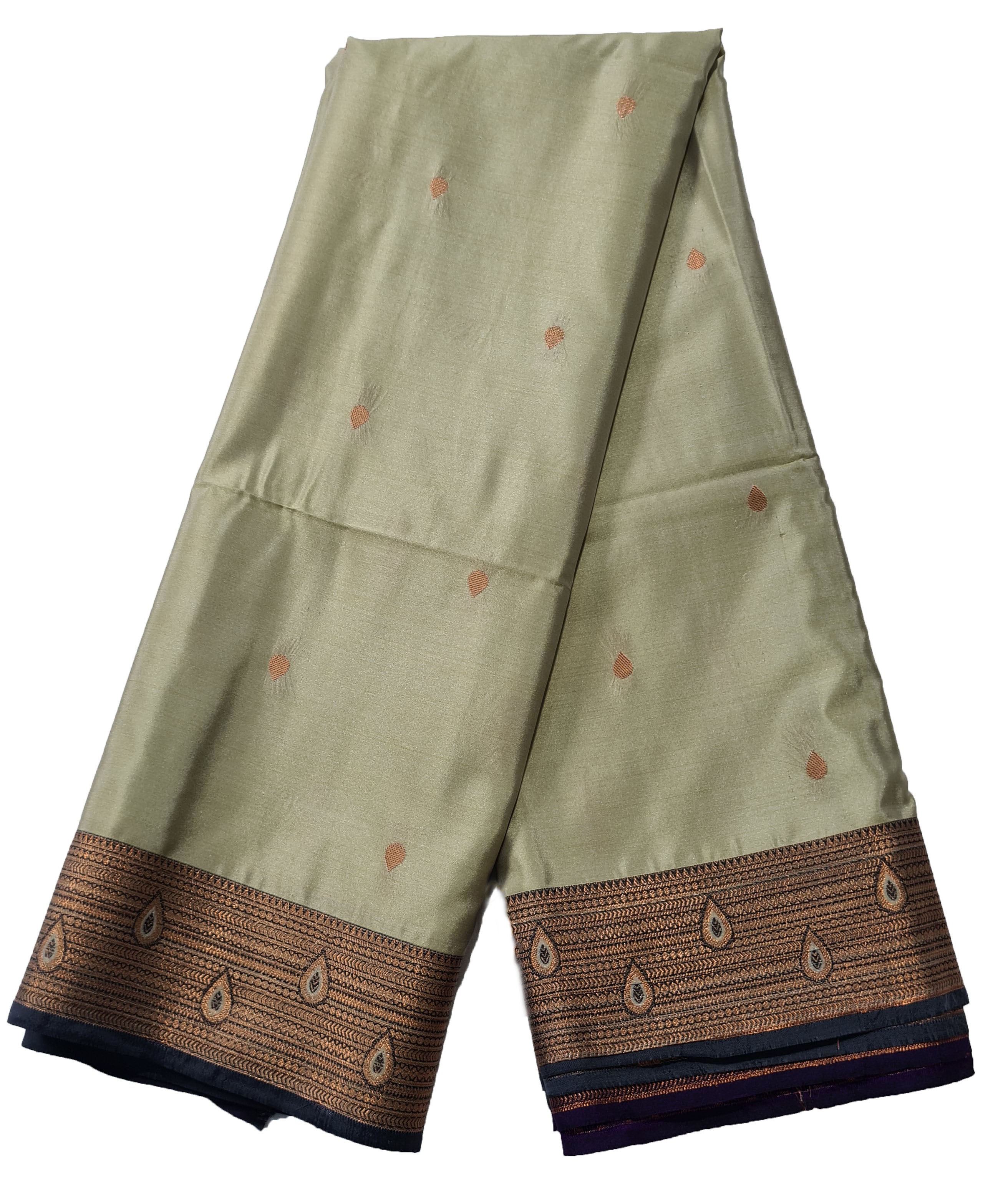 Kanchi Vegan Silk Saree With Contrast Blouse and Rich Jari Pallu