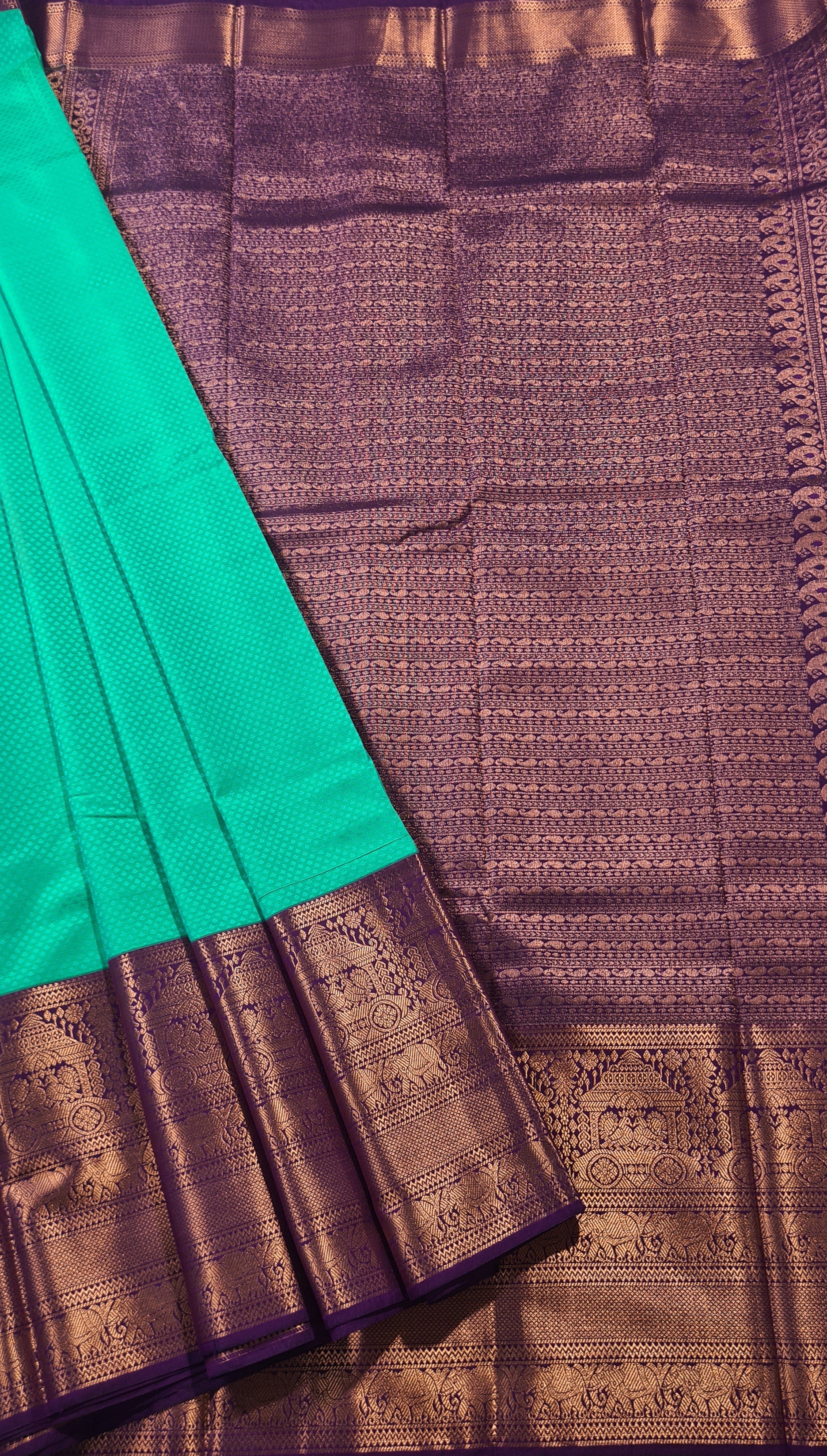 Kanchi Vegan Silk Saree With Contrast Blouse and Rich Jari Pallu