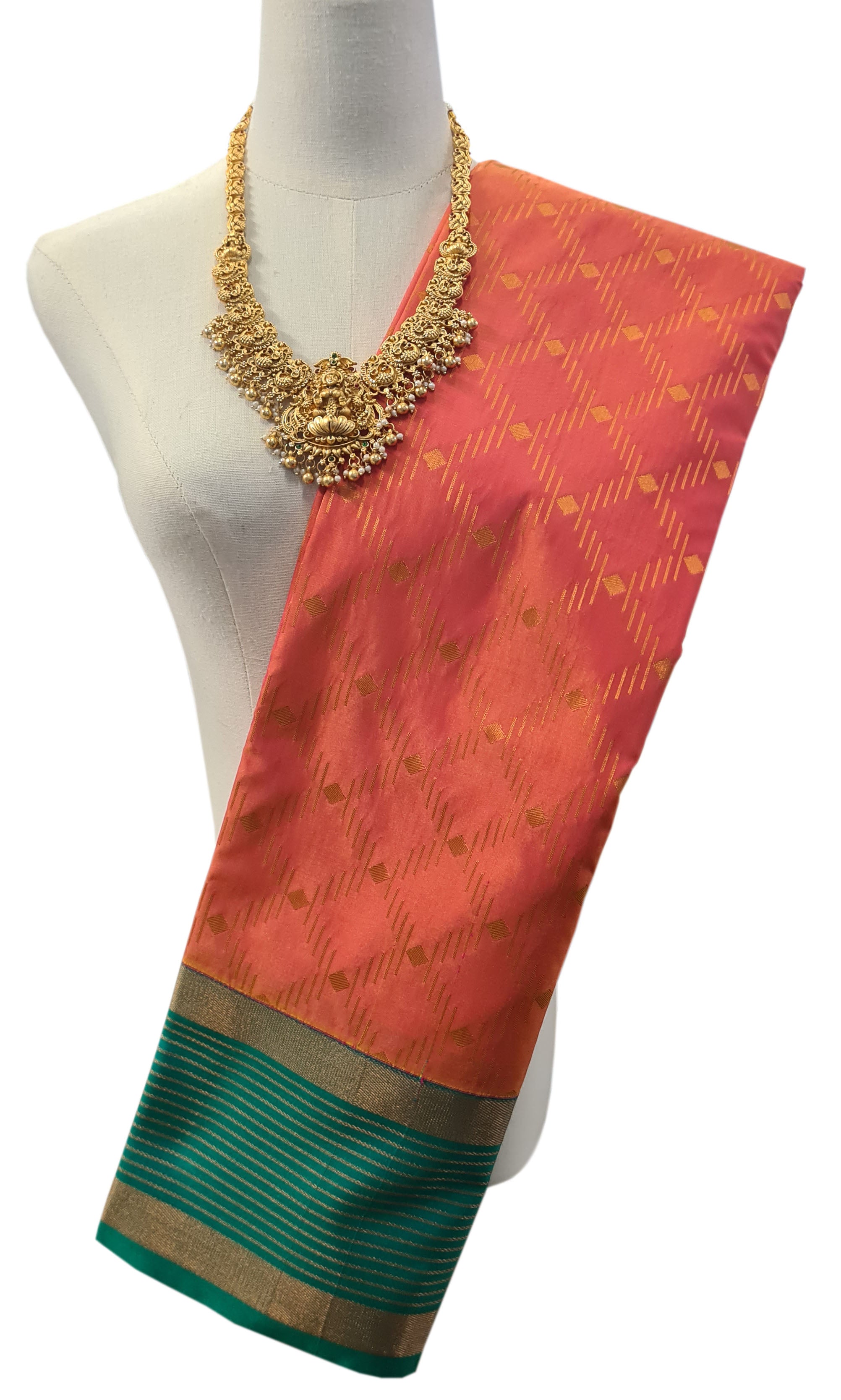 Kanchi Vegan Silk Saree With Contrast Blouse and Rich Jari Pallu