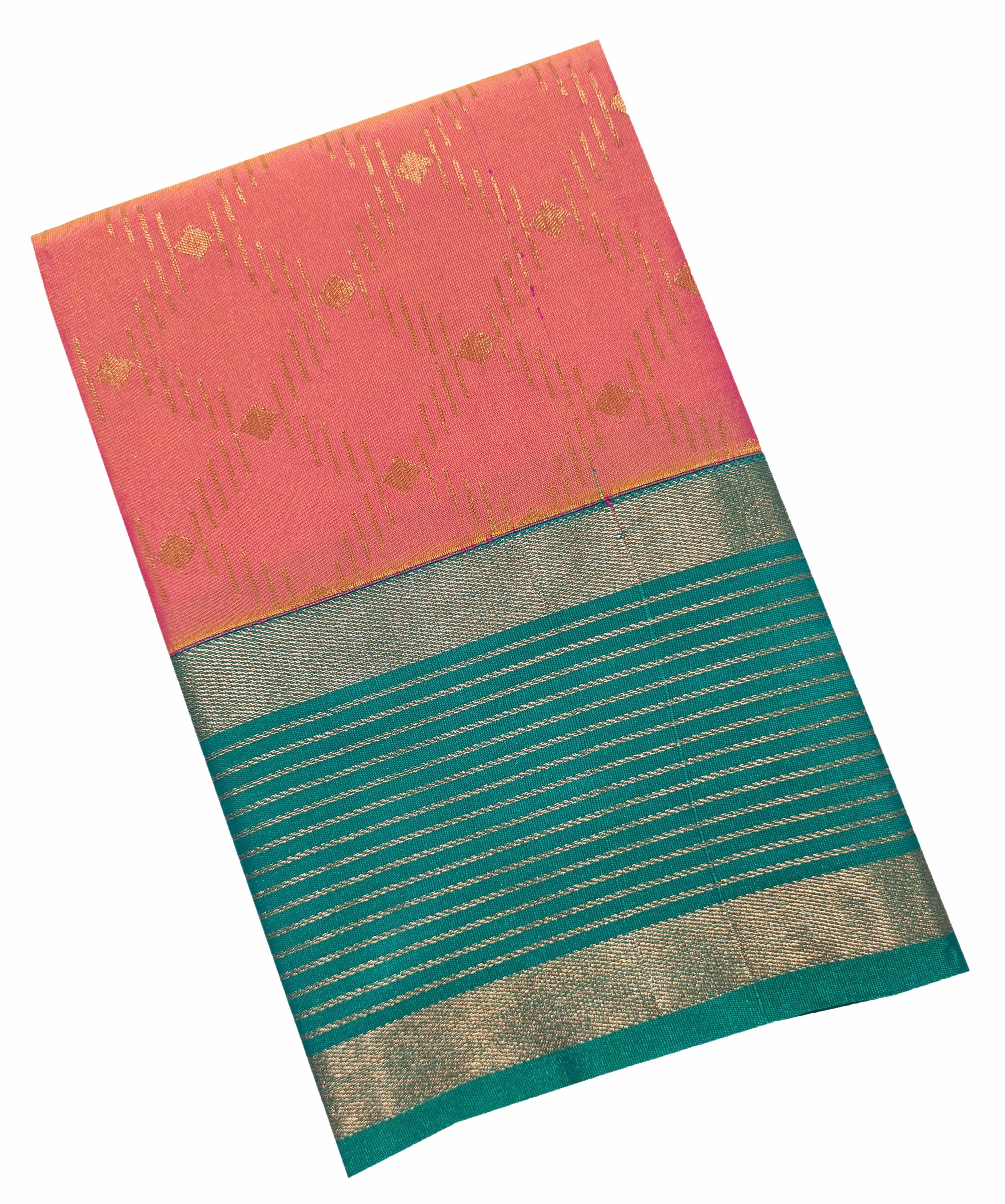 Kanchi Vegan Silk Saree With Contrast Blouse and Rich Jari Pallu