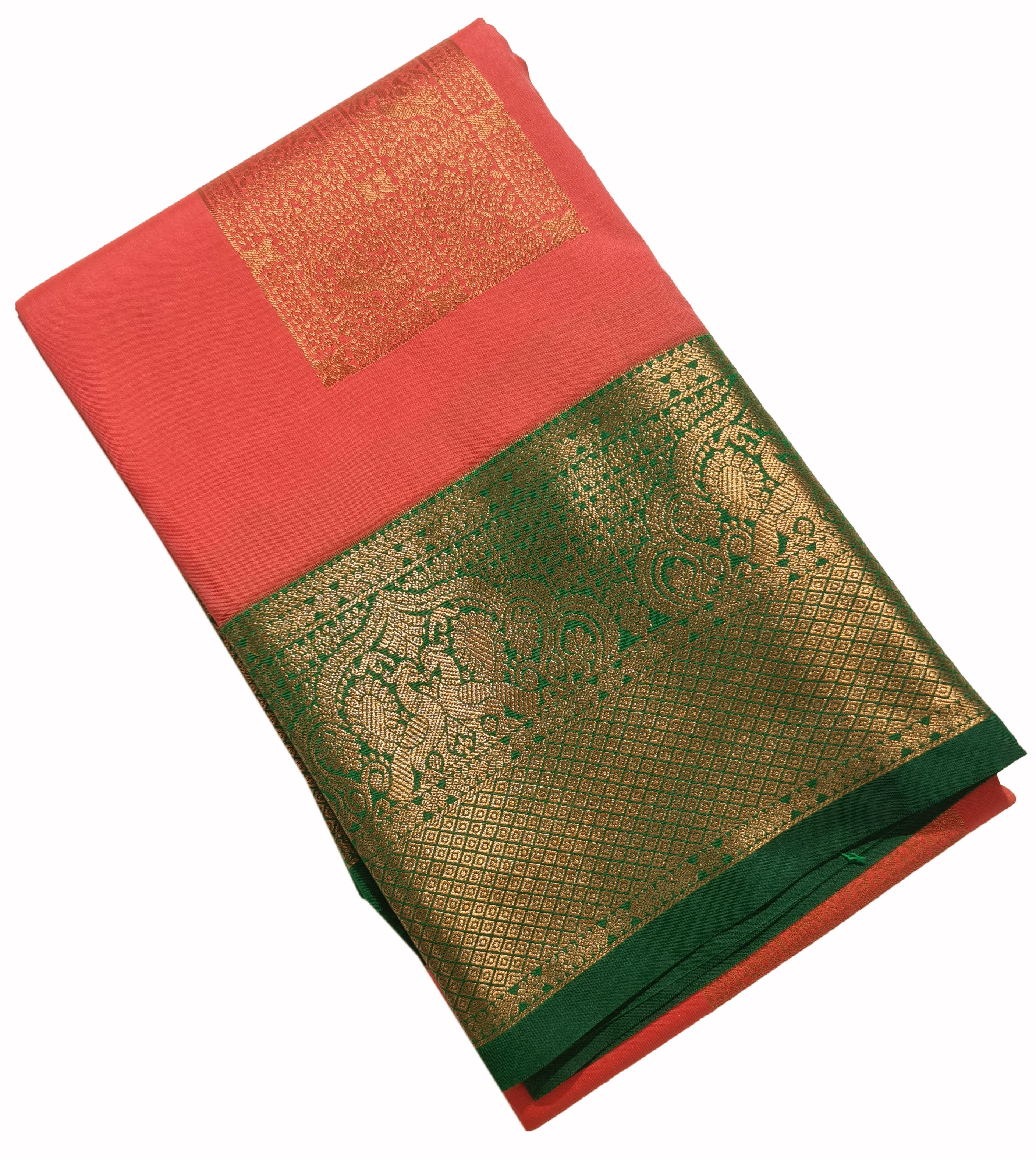 Kanchi Vegan Silk Saree With Contrast Blouse and Rich Jari Pallu