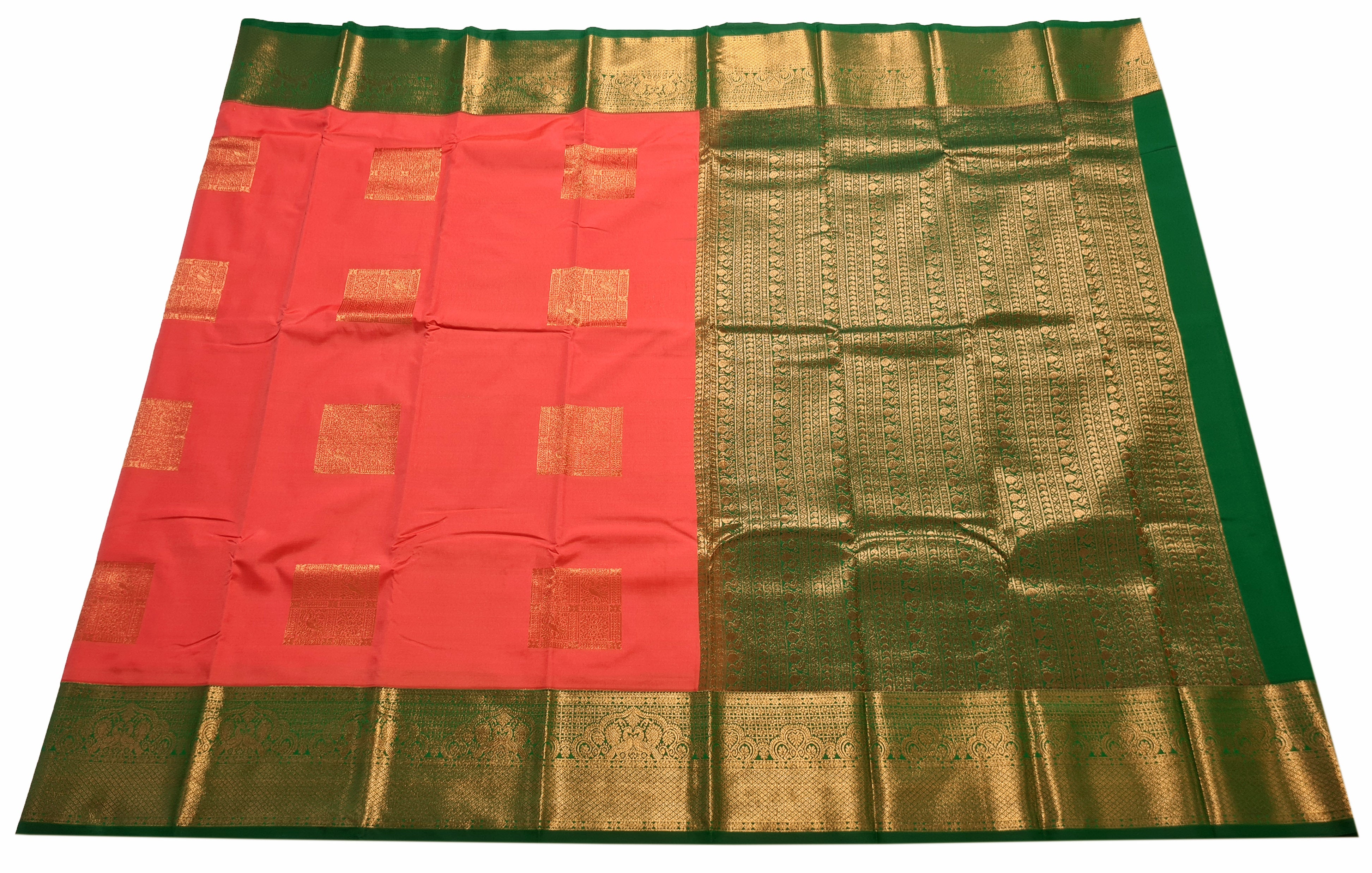 Kanchi Vegan Silk Saree With Contrast Blouse and Rich Jari Pallu