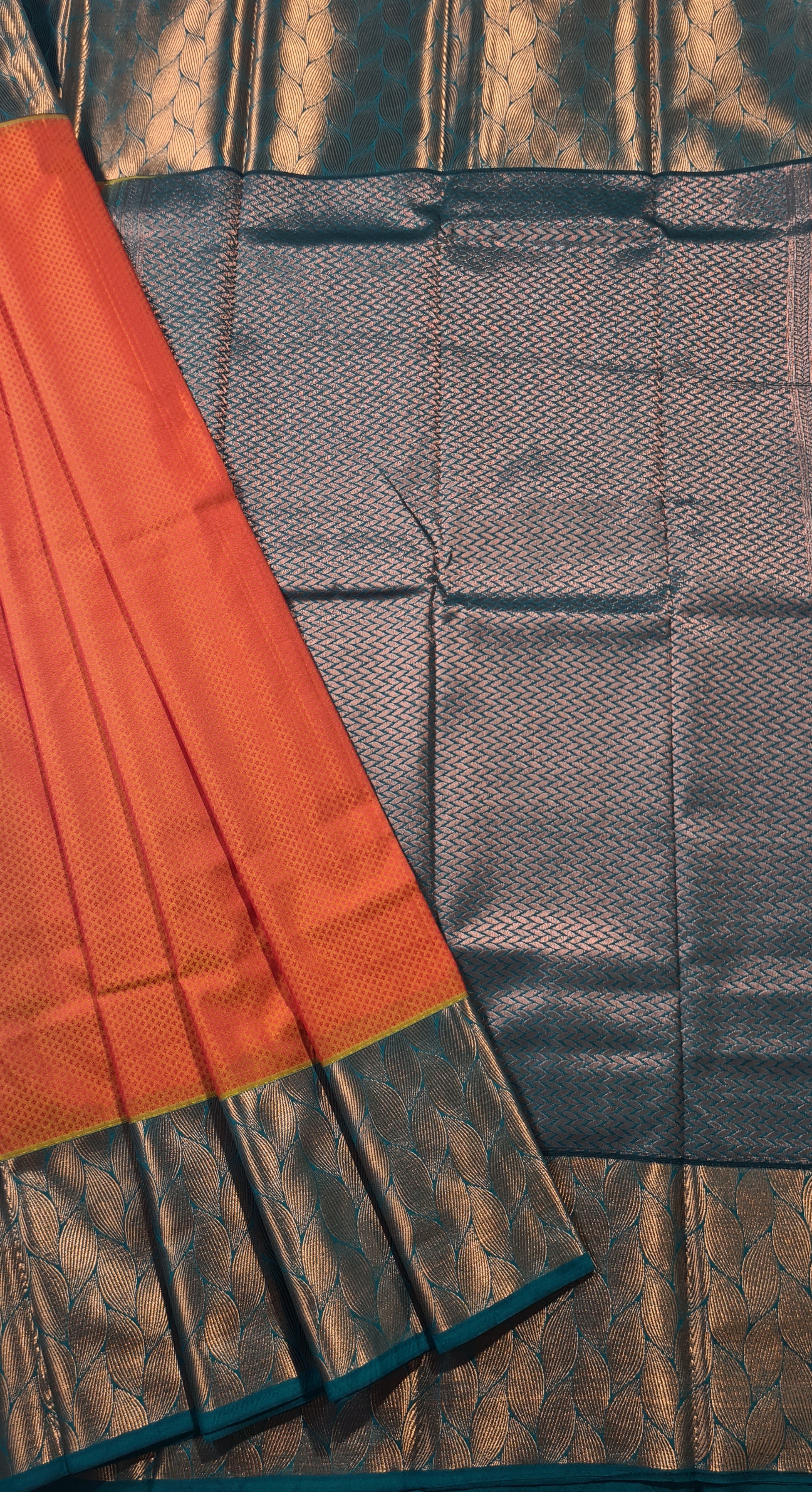 Kanchi Vegan Silk Saree With Contrast Blouse and Rich Jari Pallu