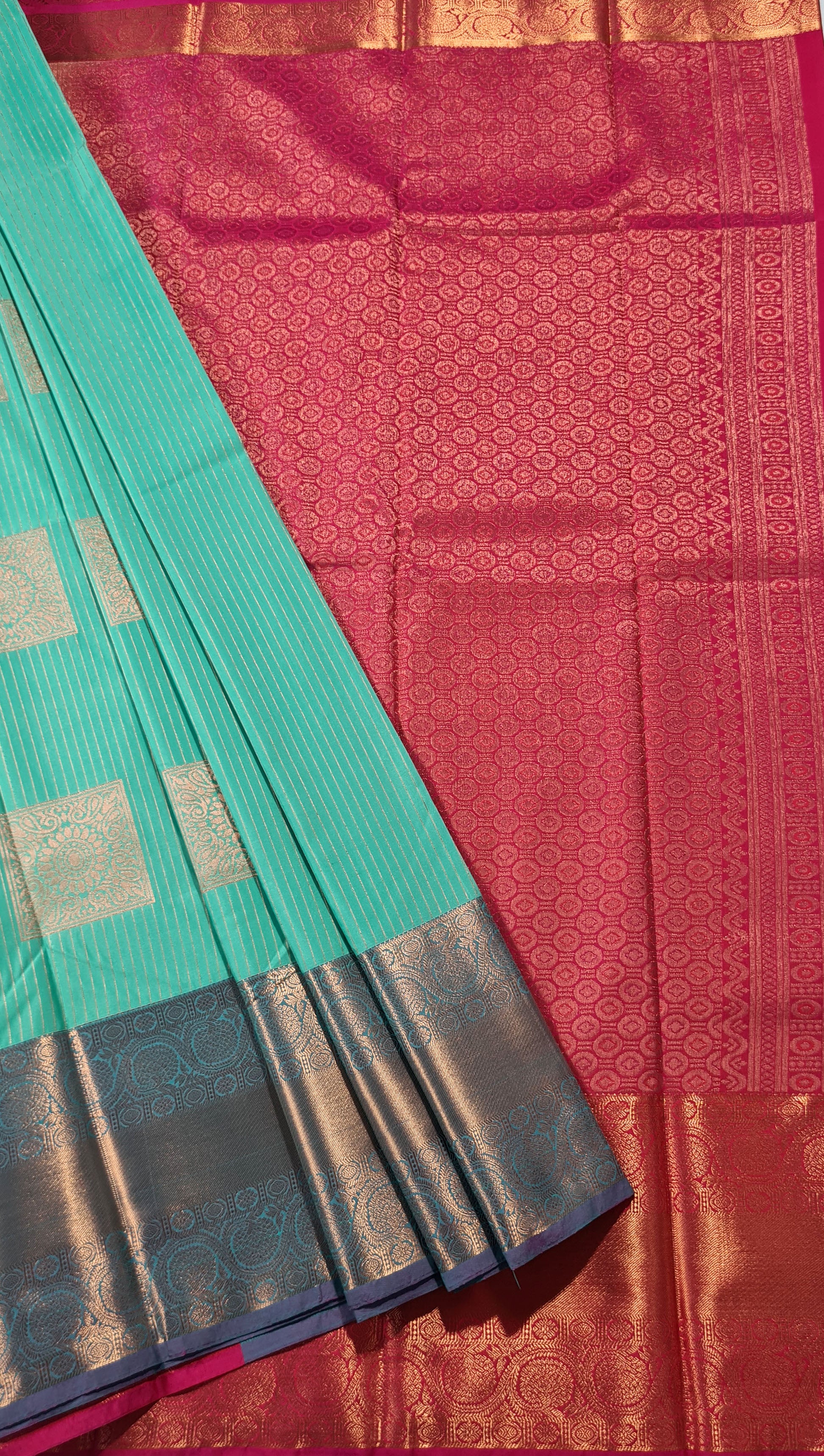 Kanchi Vegan Silk Saree With Contrast Blouse and Rich Jari Pallu