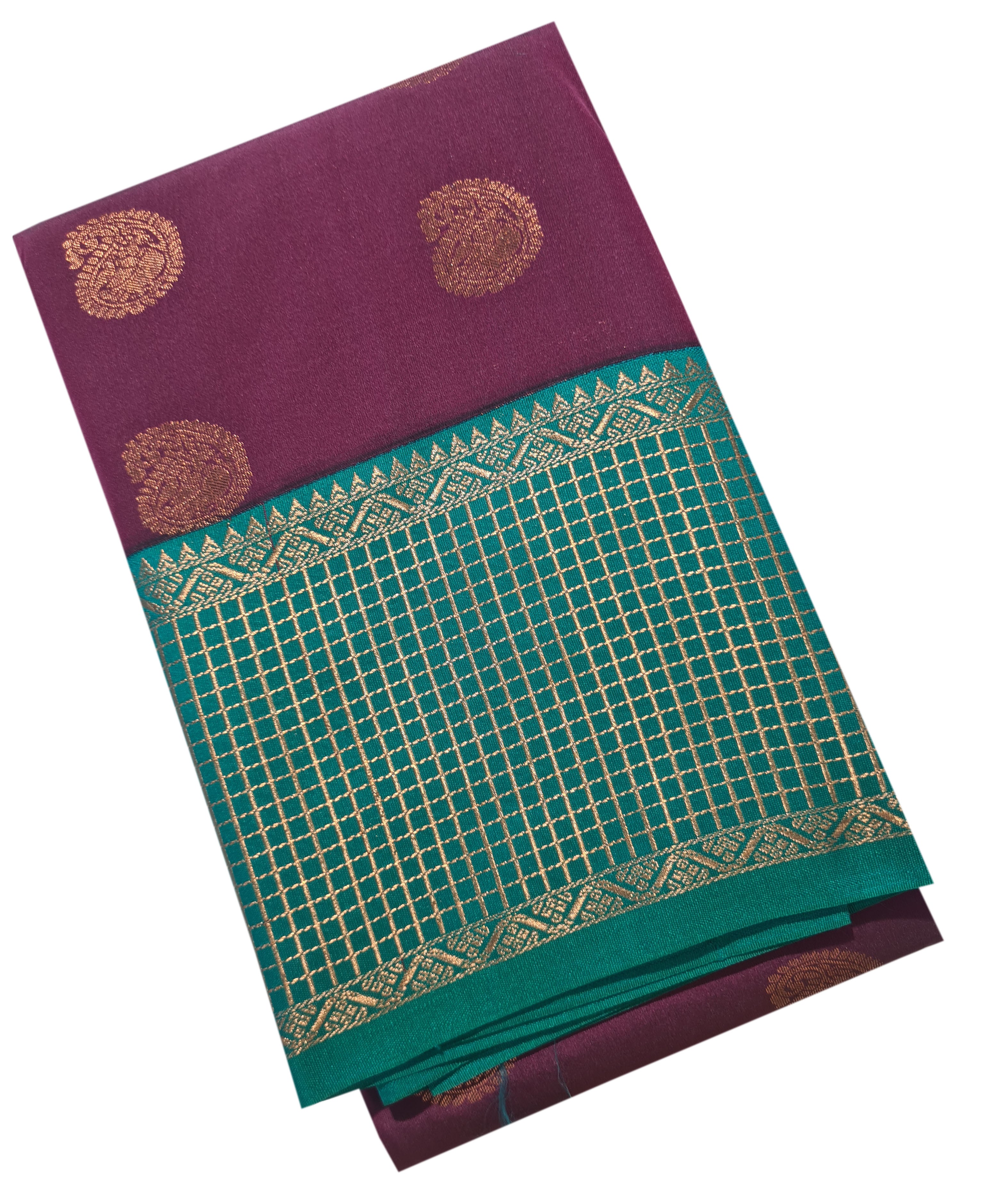 Kanchi Vegan Silk Saree With Contrast Blouse and Rich Jari Pallu