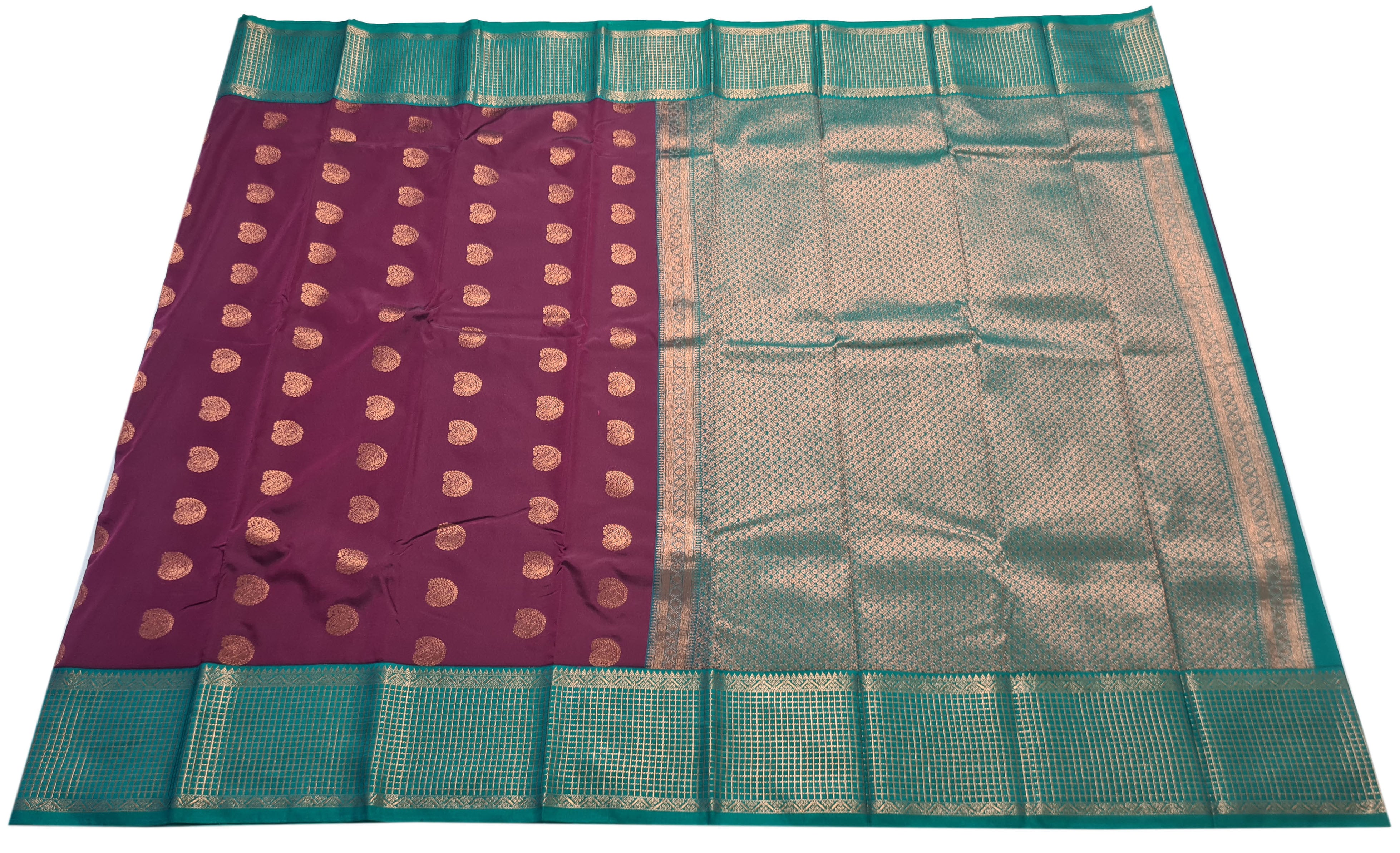 Kanchi Vegan Silk Saree With Contrast Blouse and Rich Jari Pallu