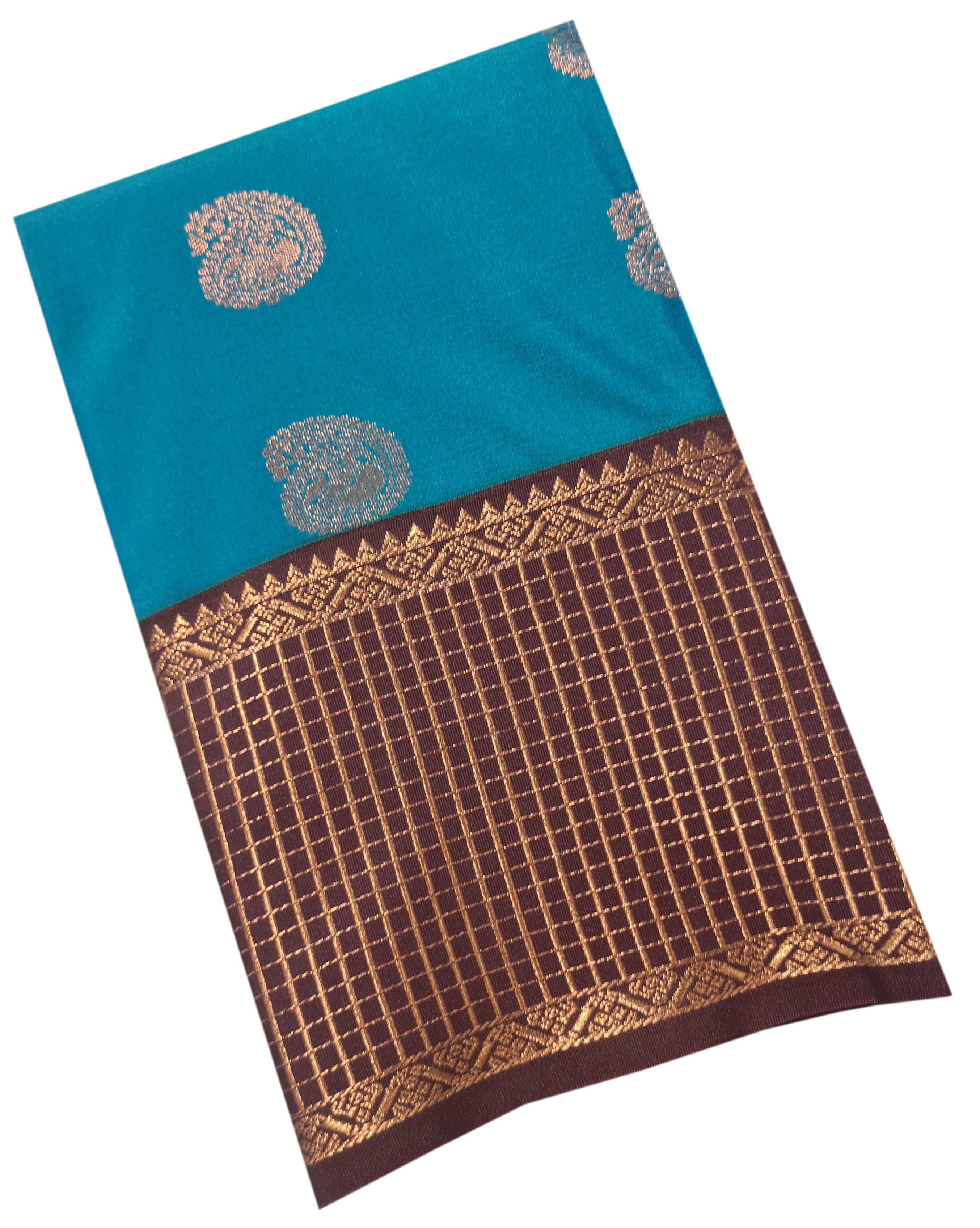 Kanchi Vegan Silk Saree With Contrast Blouse and Rich Jari Pallu