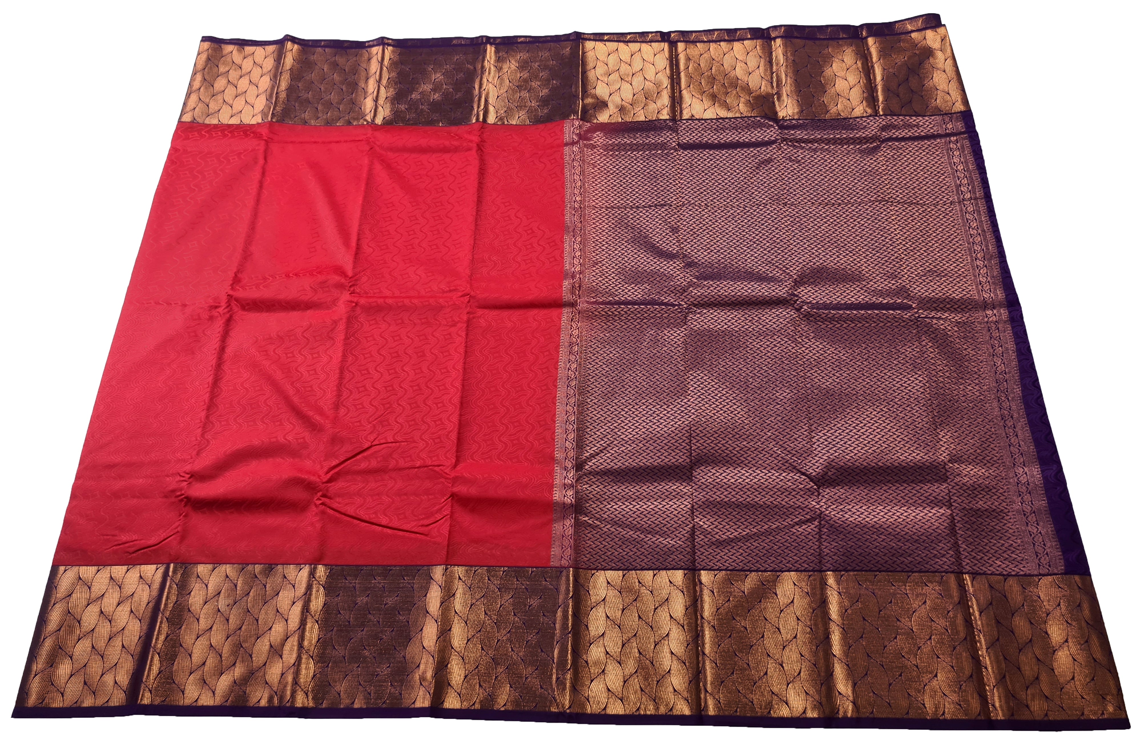 Kanchi Vegan Silk Saree With Contrast Blouse and Rich Jari Pallu