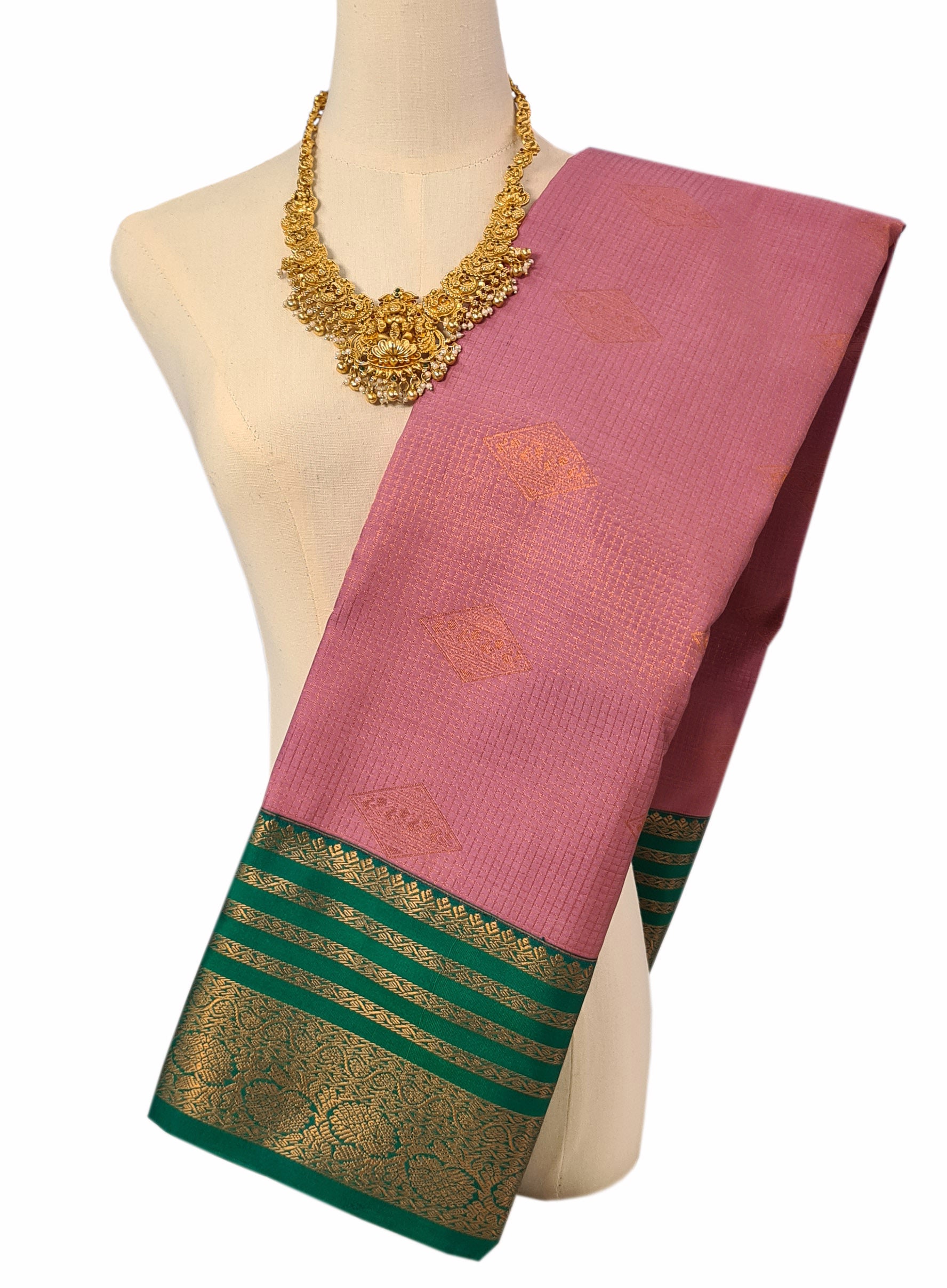 Kanchi Vegan Silk Saree With Contrast Blouse and Rich Jari Pallu