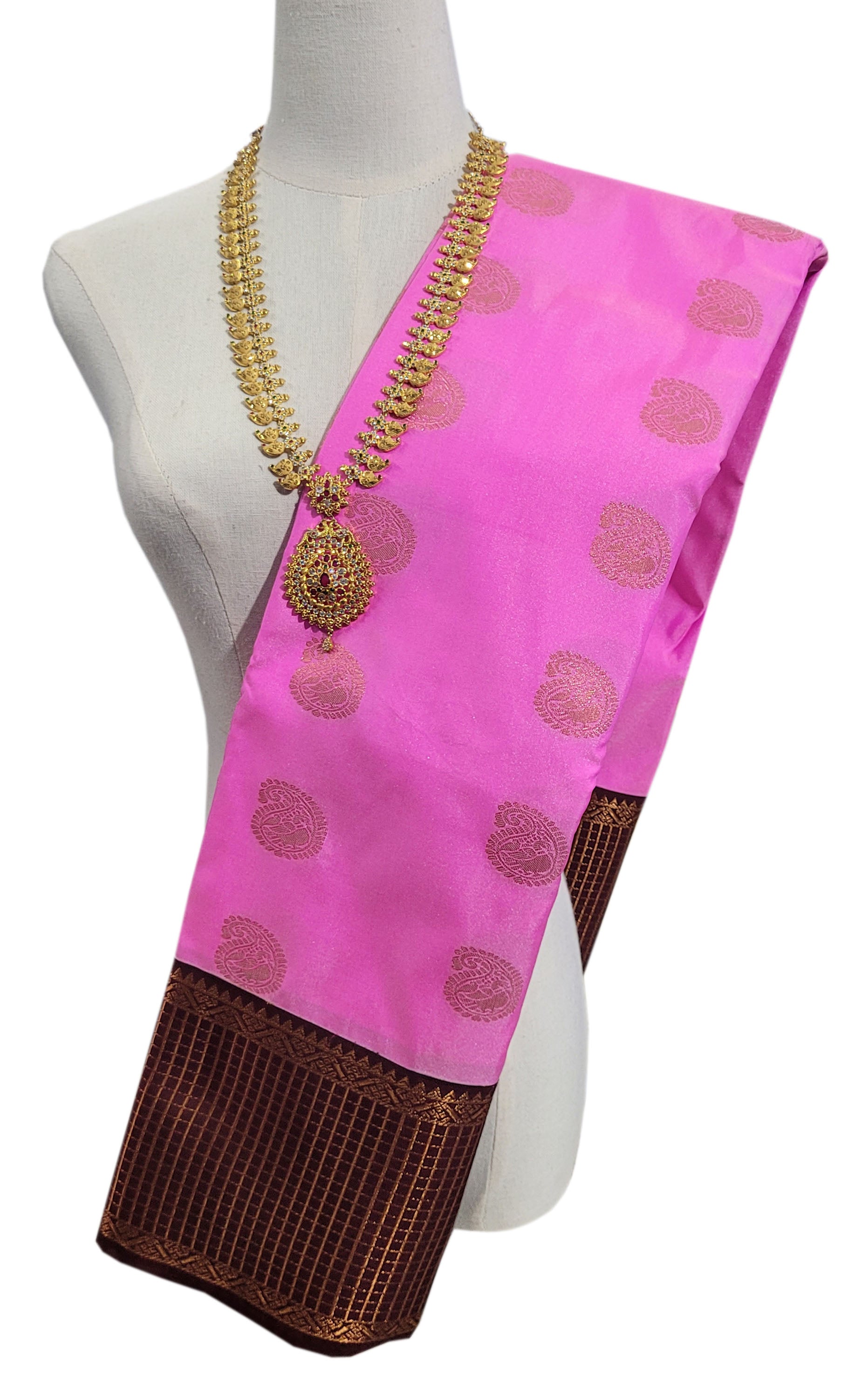 Kanchi Vegan Silk Saree With Contrast Blouse and Rich Jari Pallu