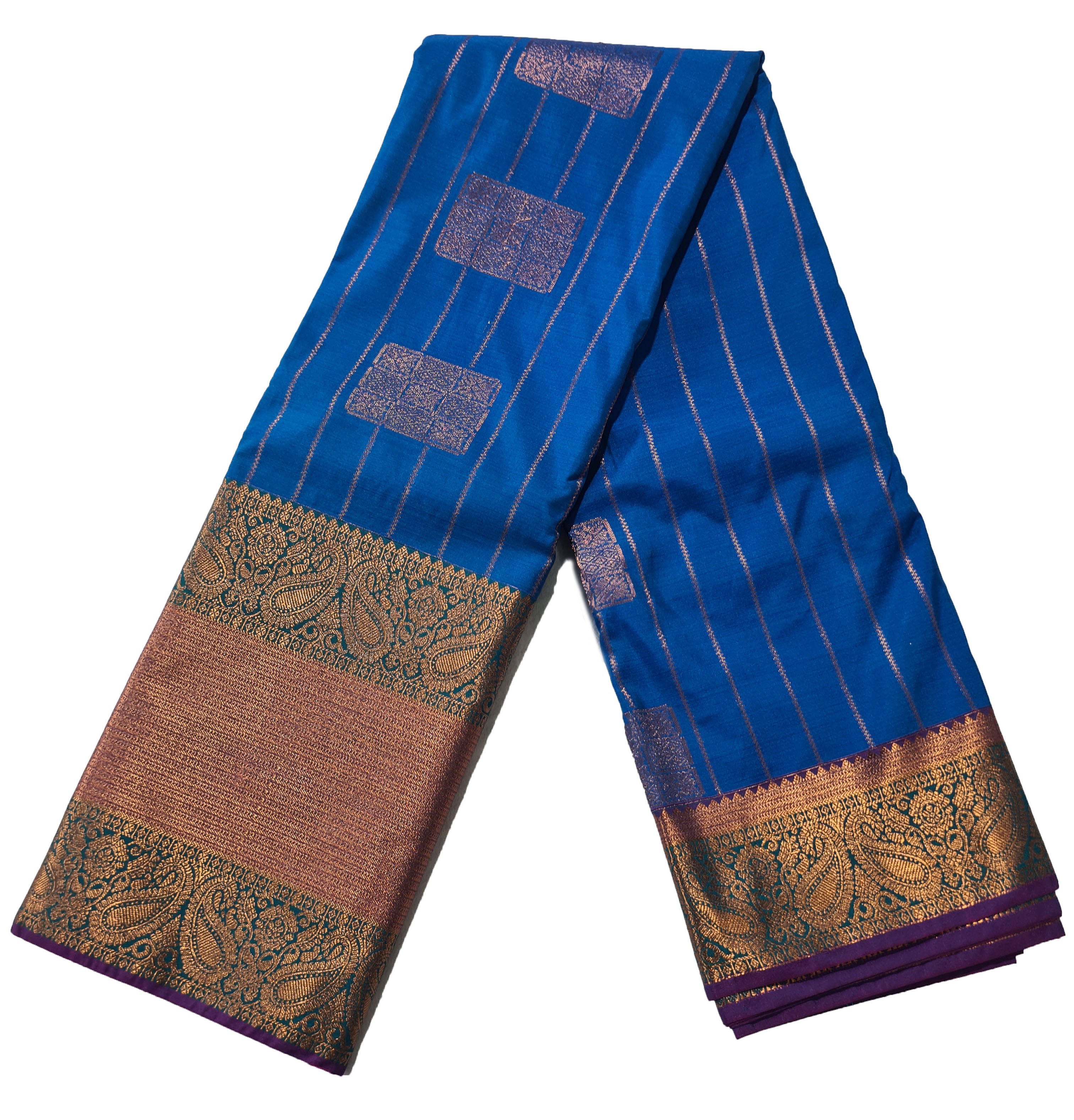 Kanchi Vegan Silk Saree With Contrast Blouse and Rich Jari Pallu